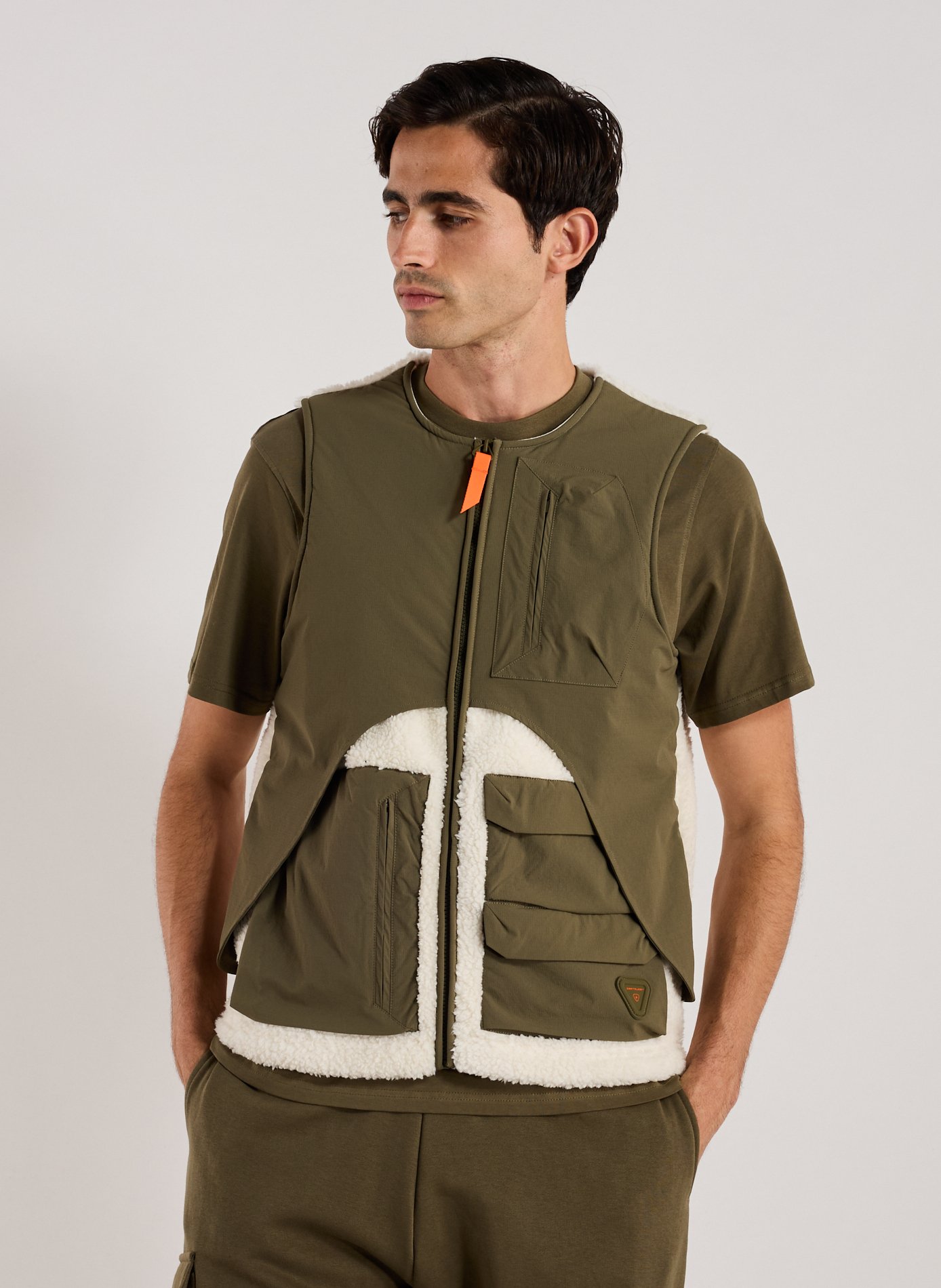 GERTRUDE ET GASTON Gilet sans manches bi-matière Blanc