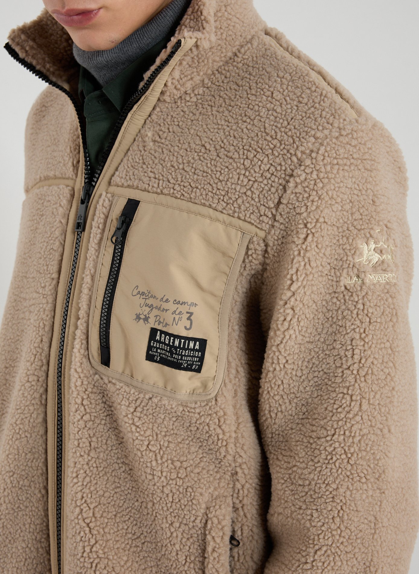 Blouson effet teddy à col montant LA MARTINA Beige