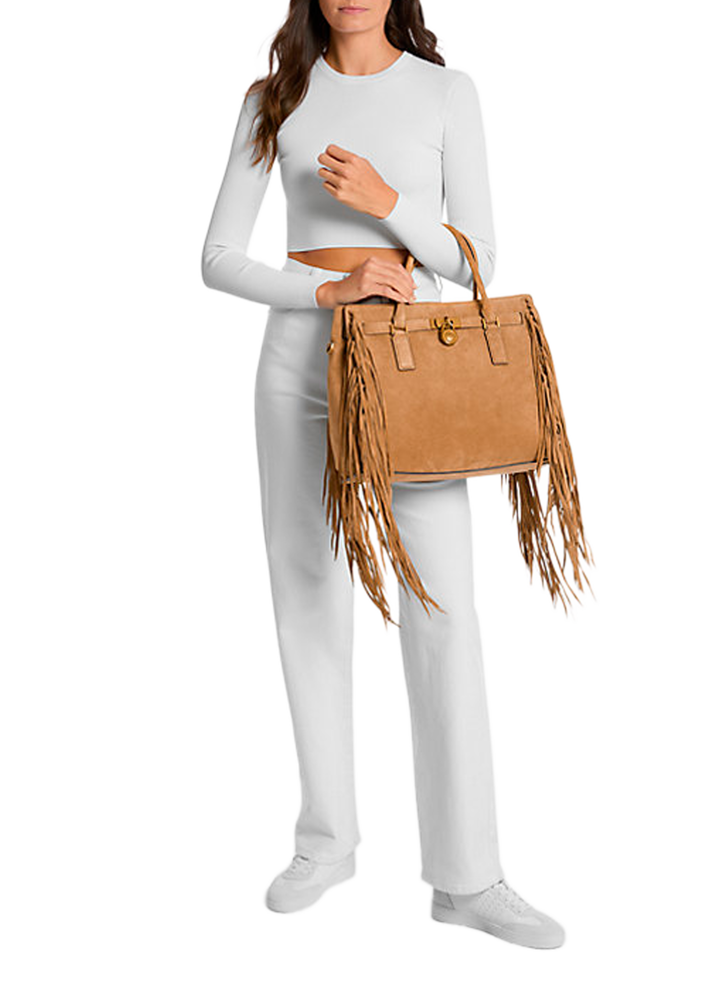 Sac à main Hamilton en cuir à franges MICHAEL KORS Marron