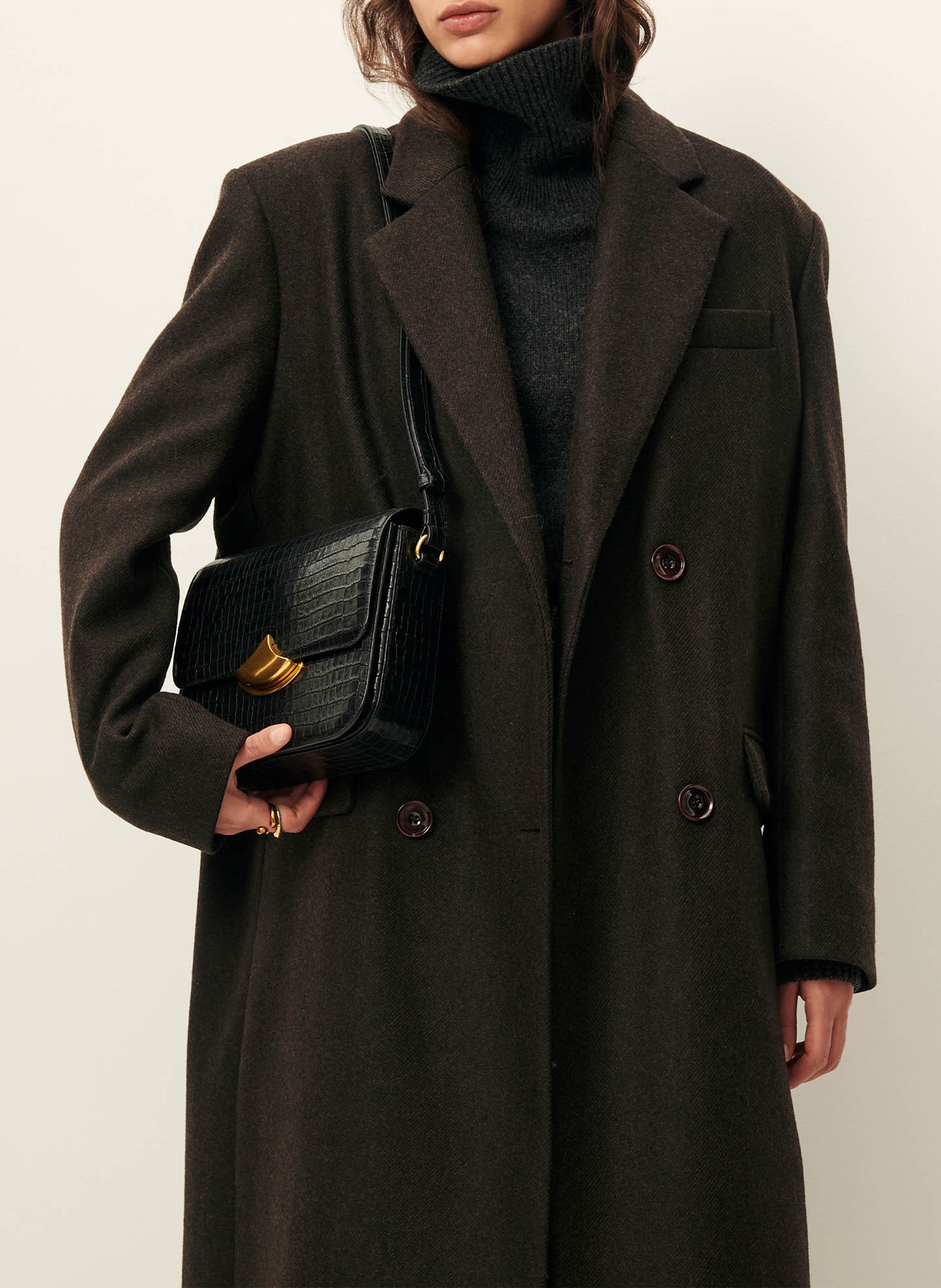 Manteau droit long boutonné SESSUN Marron