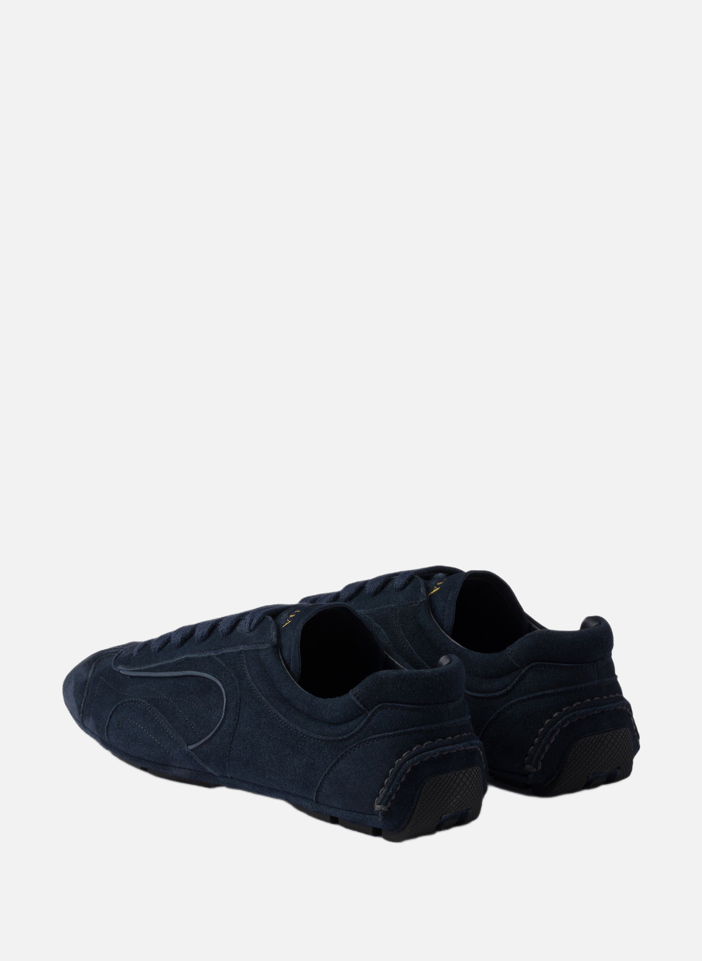 Baskets montecarlo re-edition 2005 en daim PRADA Bleu