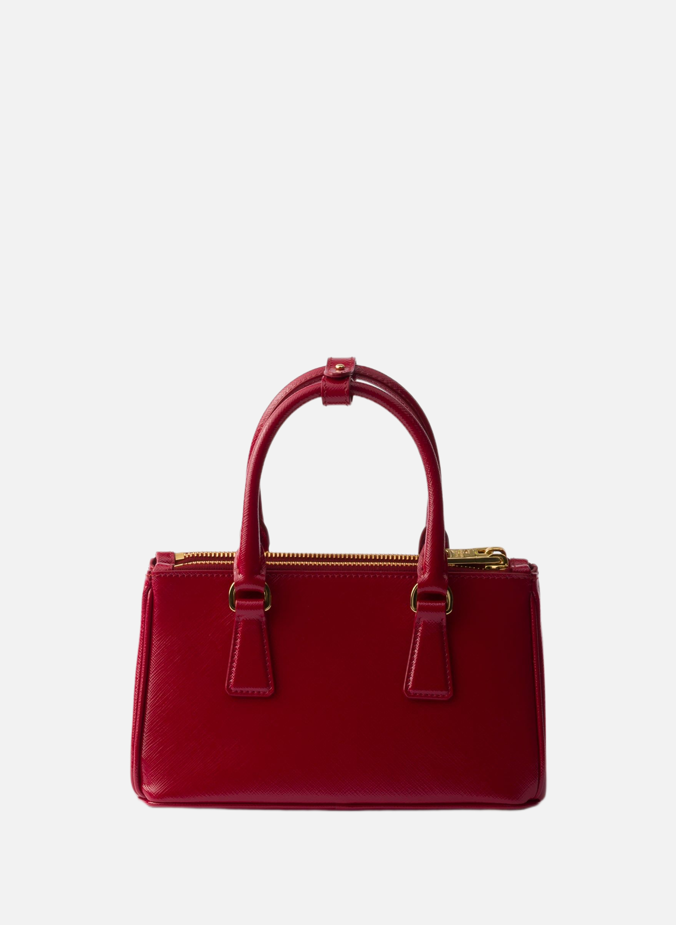 Mini sac prada galleria en cuir saffiano verni PRADA Rouge