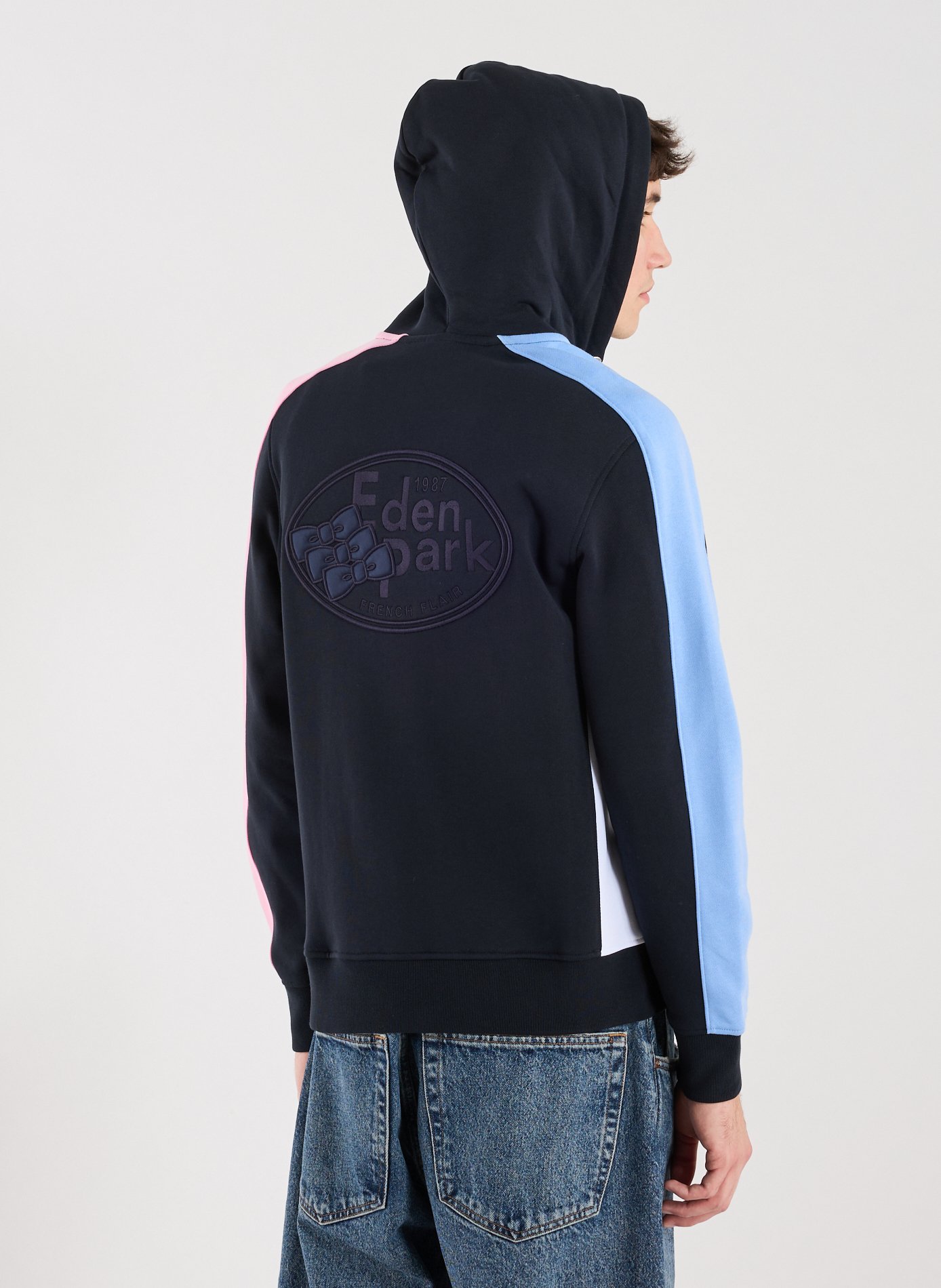 Zip-up hooded cotton sweatshirt EDEN PARK Pink