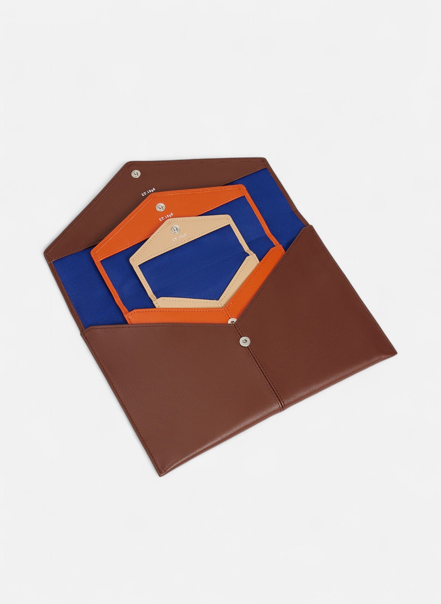 Trio de pochettes charlotte en cuir lisse LE TANNEUR Marron