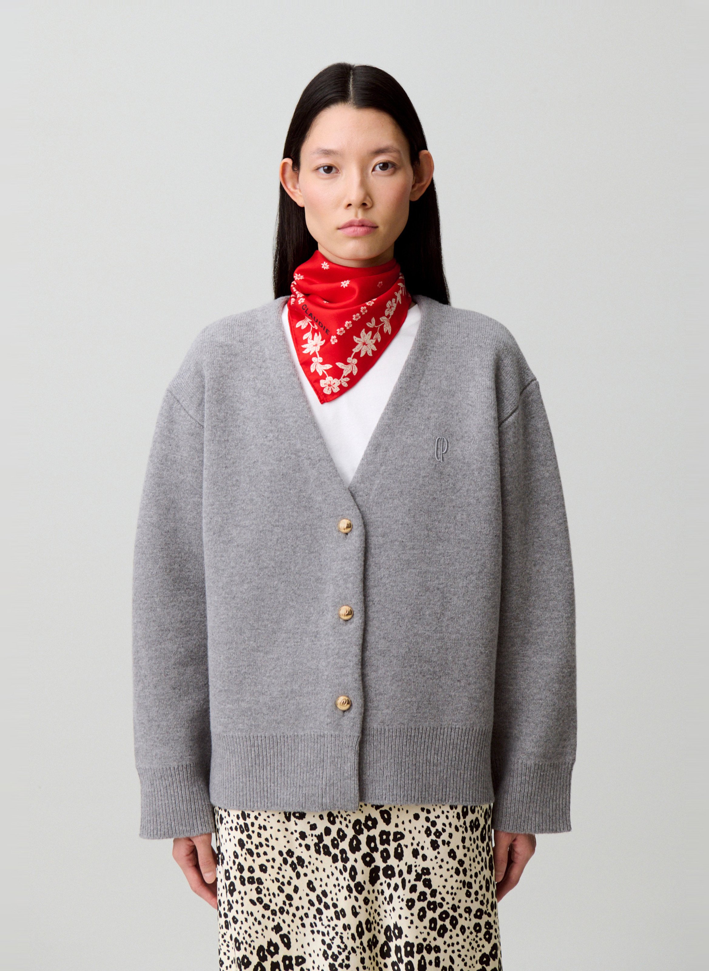 Gilet col v en laine mélangée CLAUDIE PIERLOT Gris