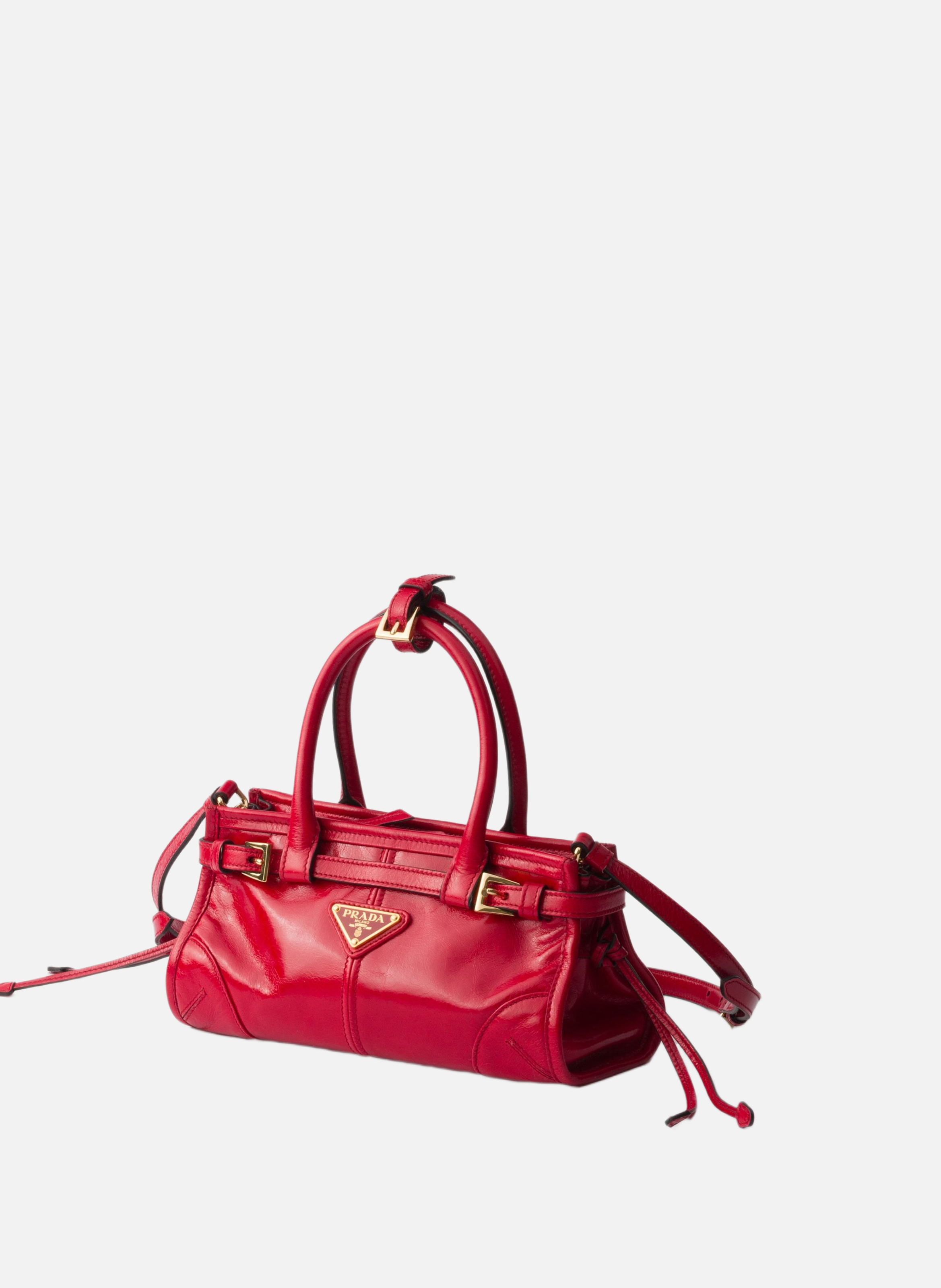 Mini sac à main prada bonnie en cuir PRADA Rouge