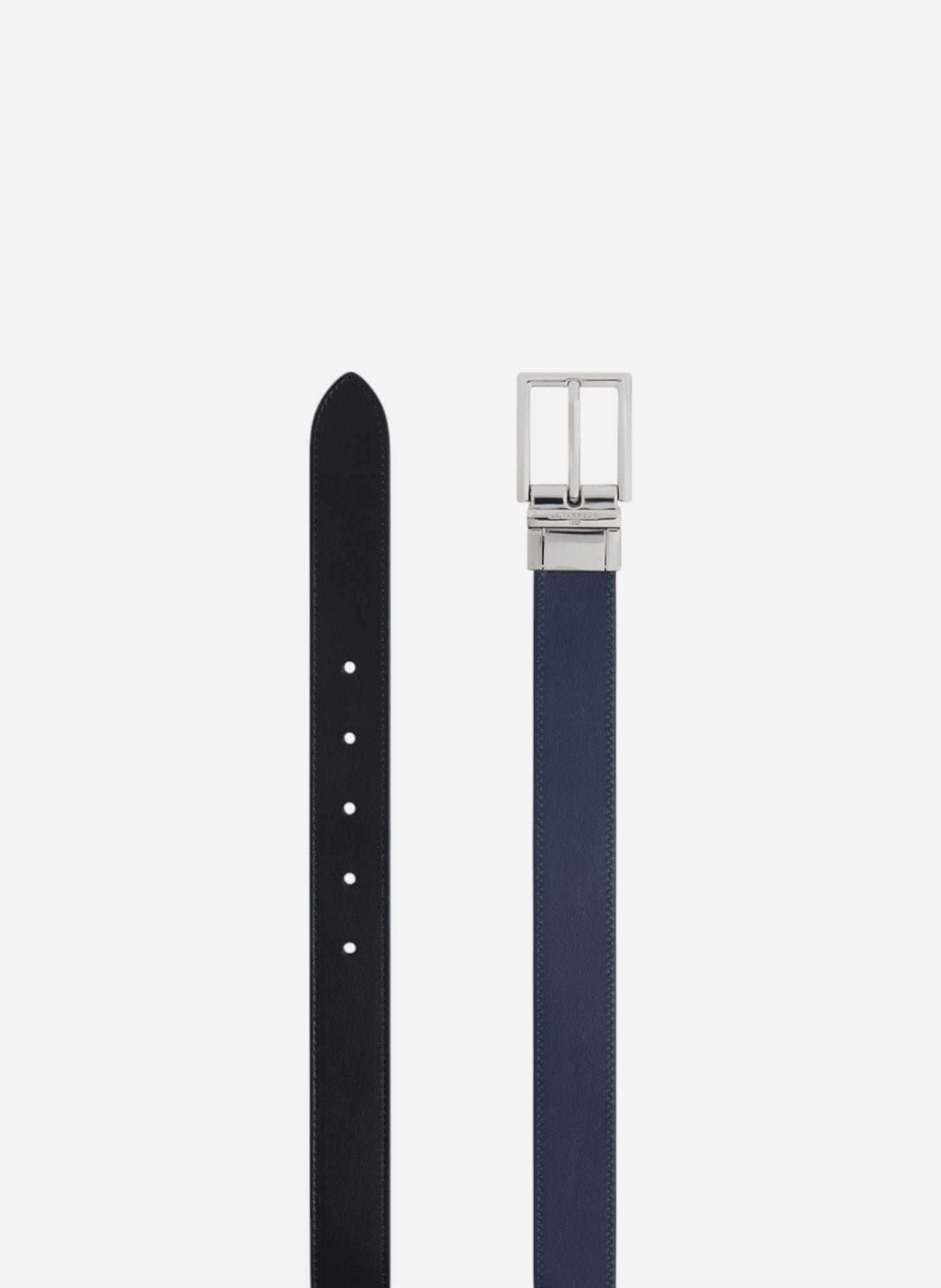 Ceinture réversible avec boucle rectangle en cuir lisse LE TANNEUR Noir