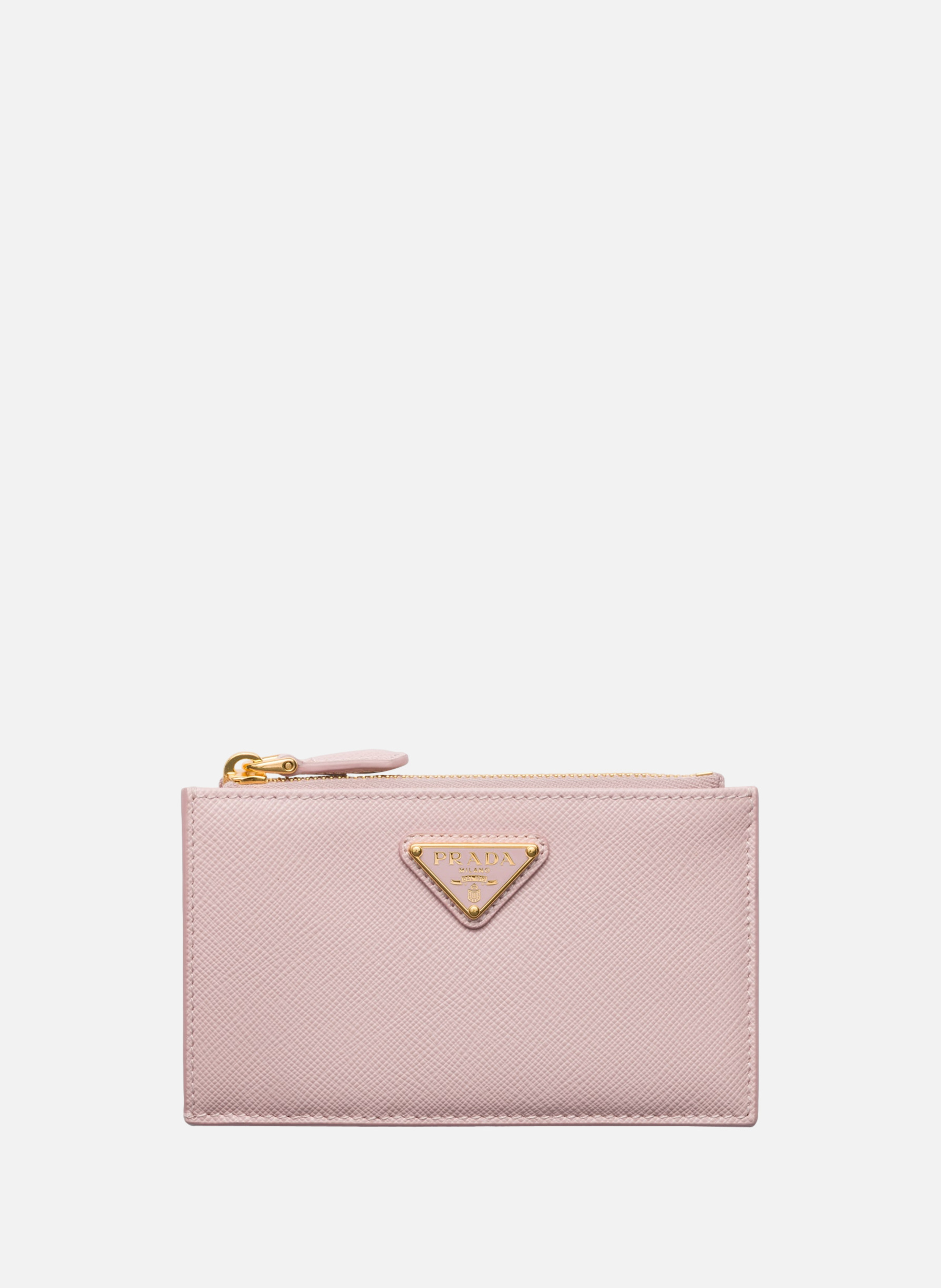 Porte-cartes en cuir saffiano imprimé PRADA Rose