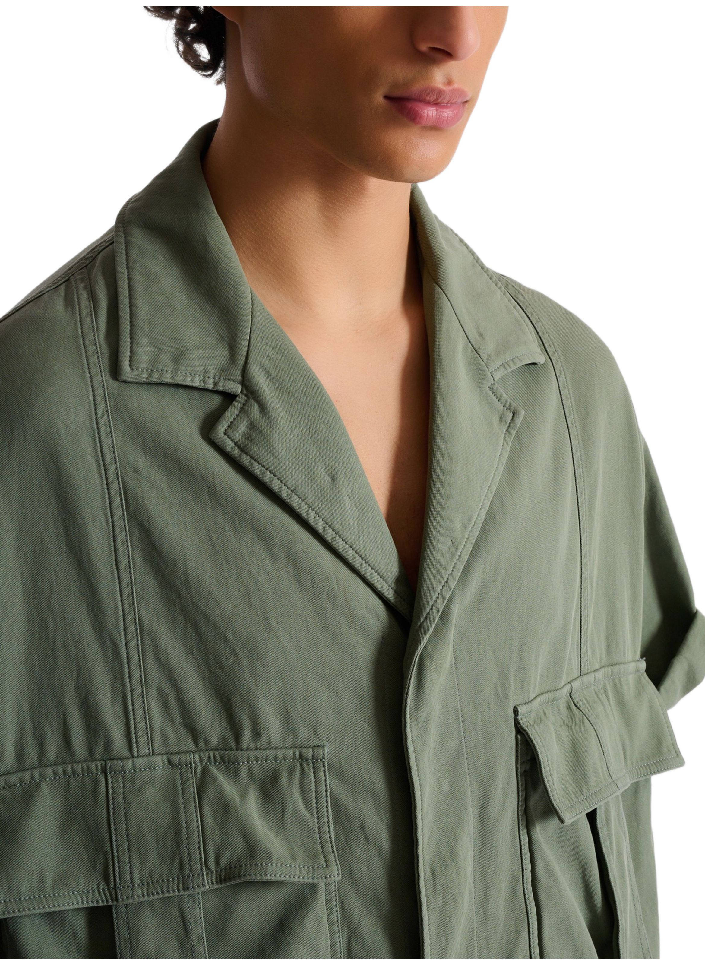 Chemise utility en coton BALMAIN Vert
