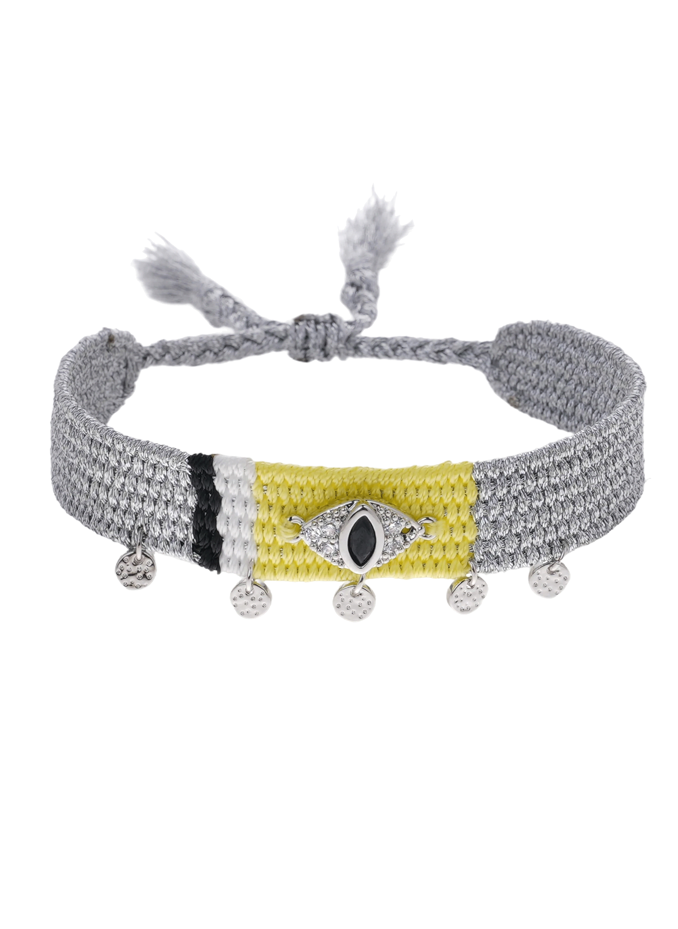 Bracelet réglable coloré avec pampilles ciprus HIPANEMA Argent