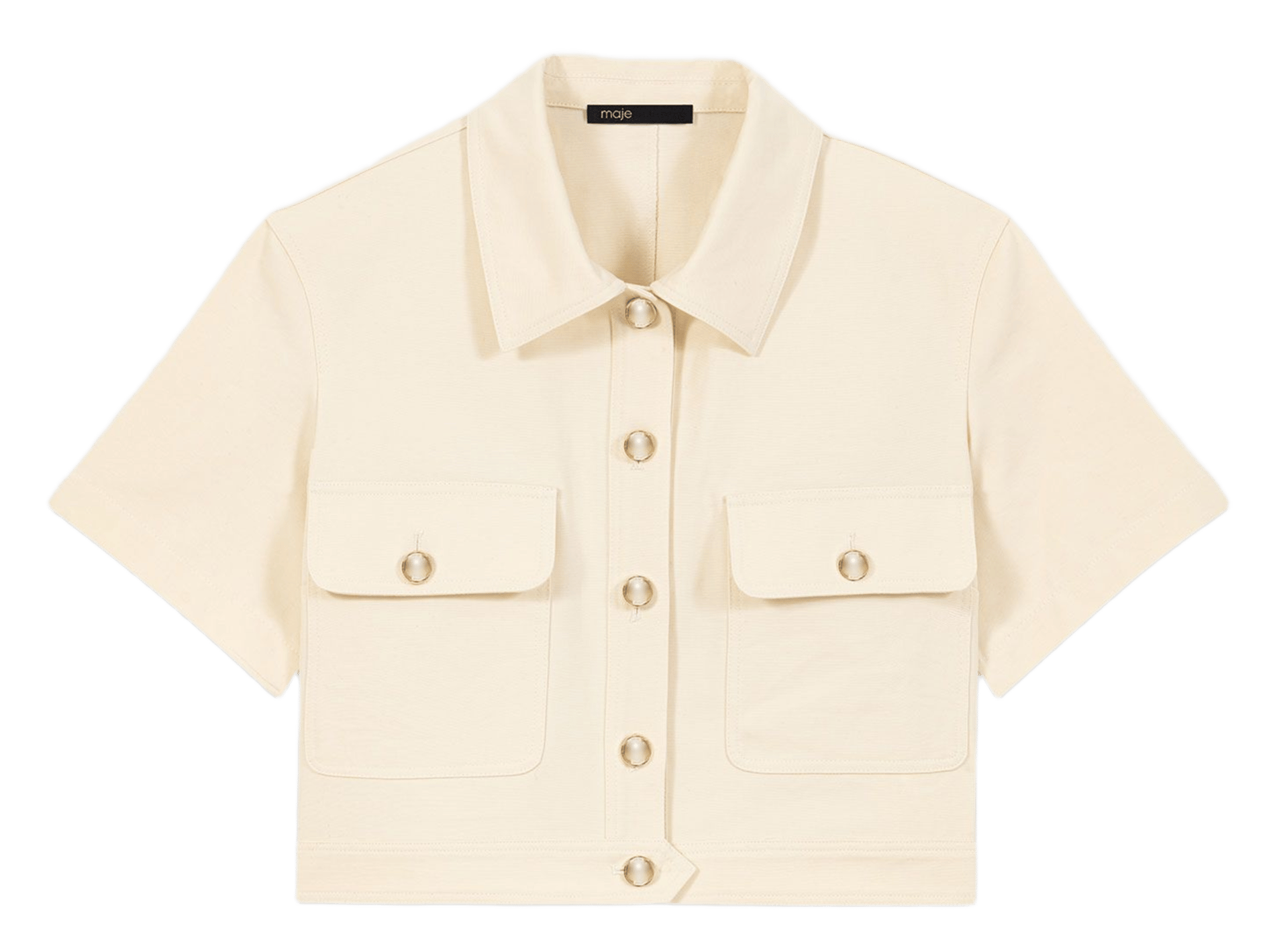 Chemise droite courte en coton MAJE Beige