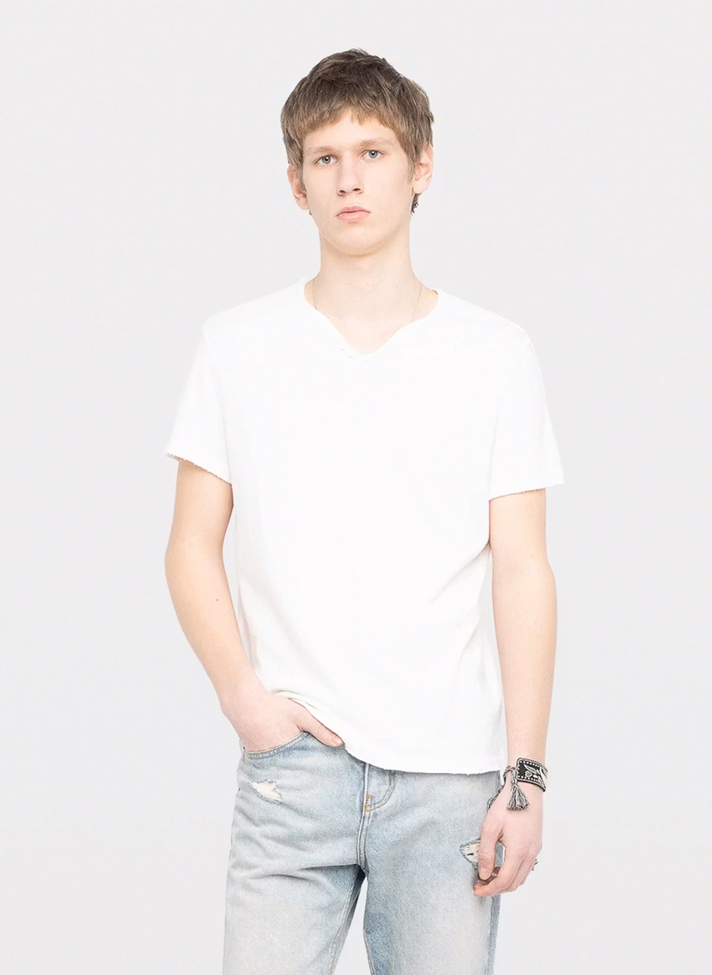 Tee-shirt droit en coton et lin monastir ZADIG&VOLTAIRE Blanc