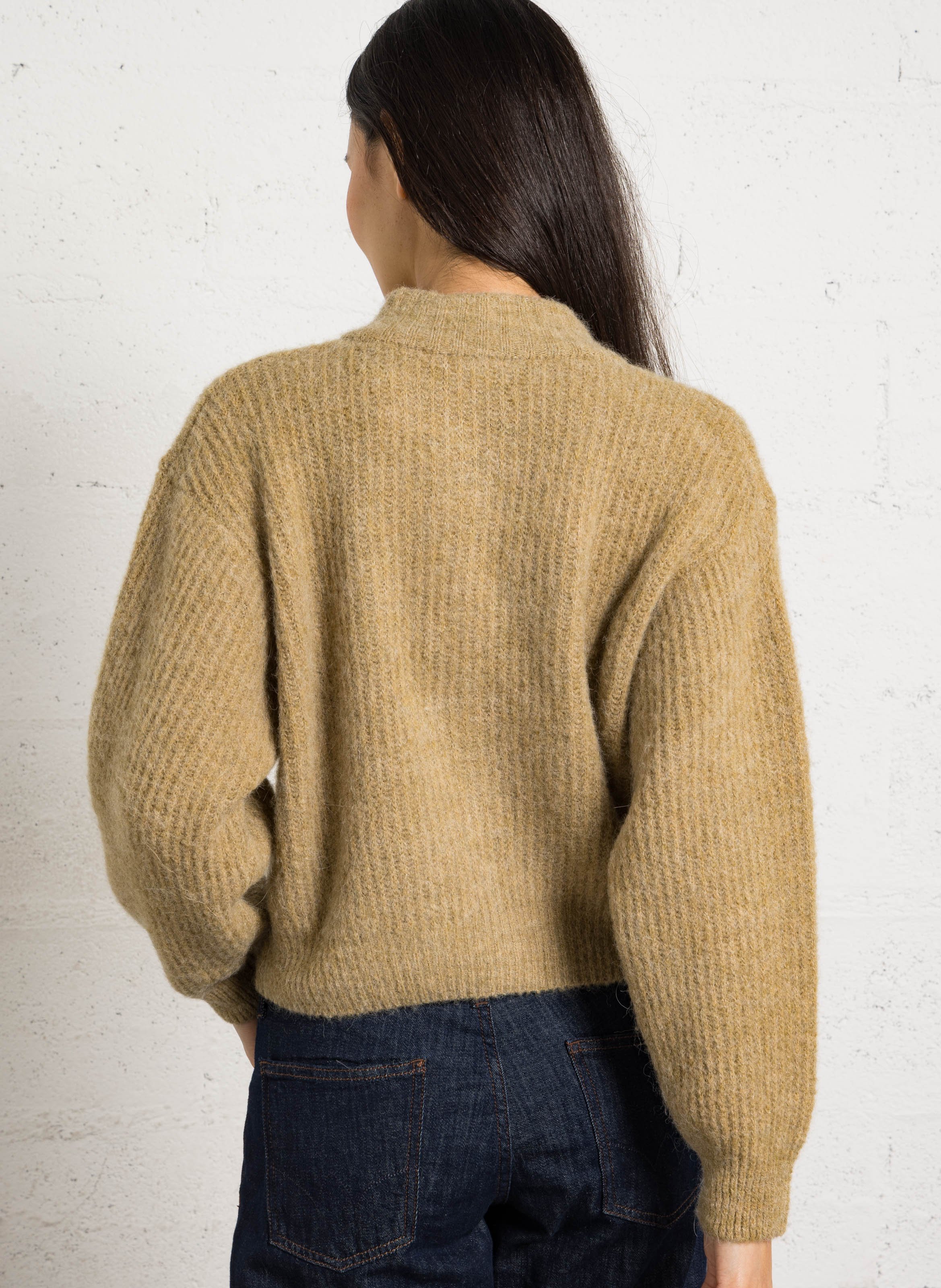 Gilet oversize col montant en maille east AMERICAN VINTAGE Beige