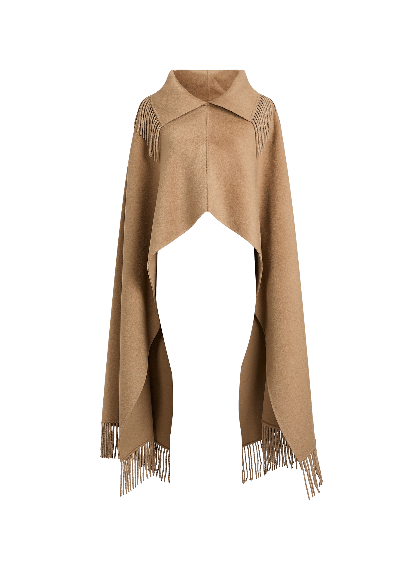 Wool and cashmere fringed poncho ROHE FRAMES Brown