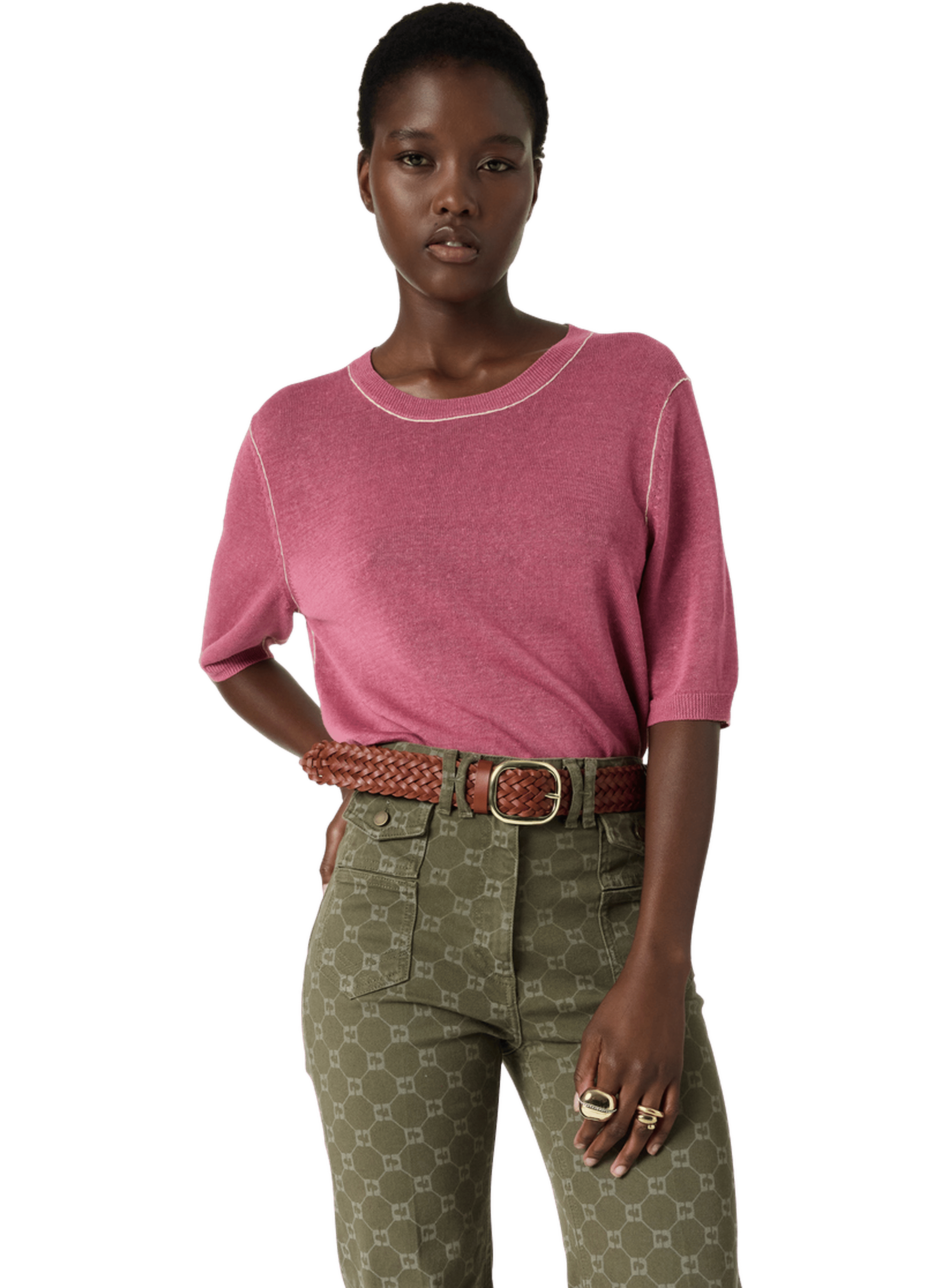 Pull à col rond en lin mélangé - loumia GERARD DAREL Rose