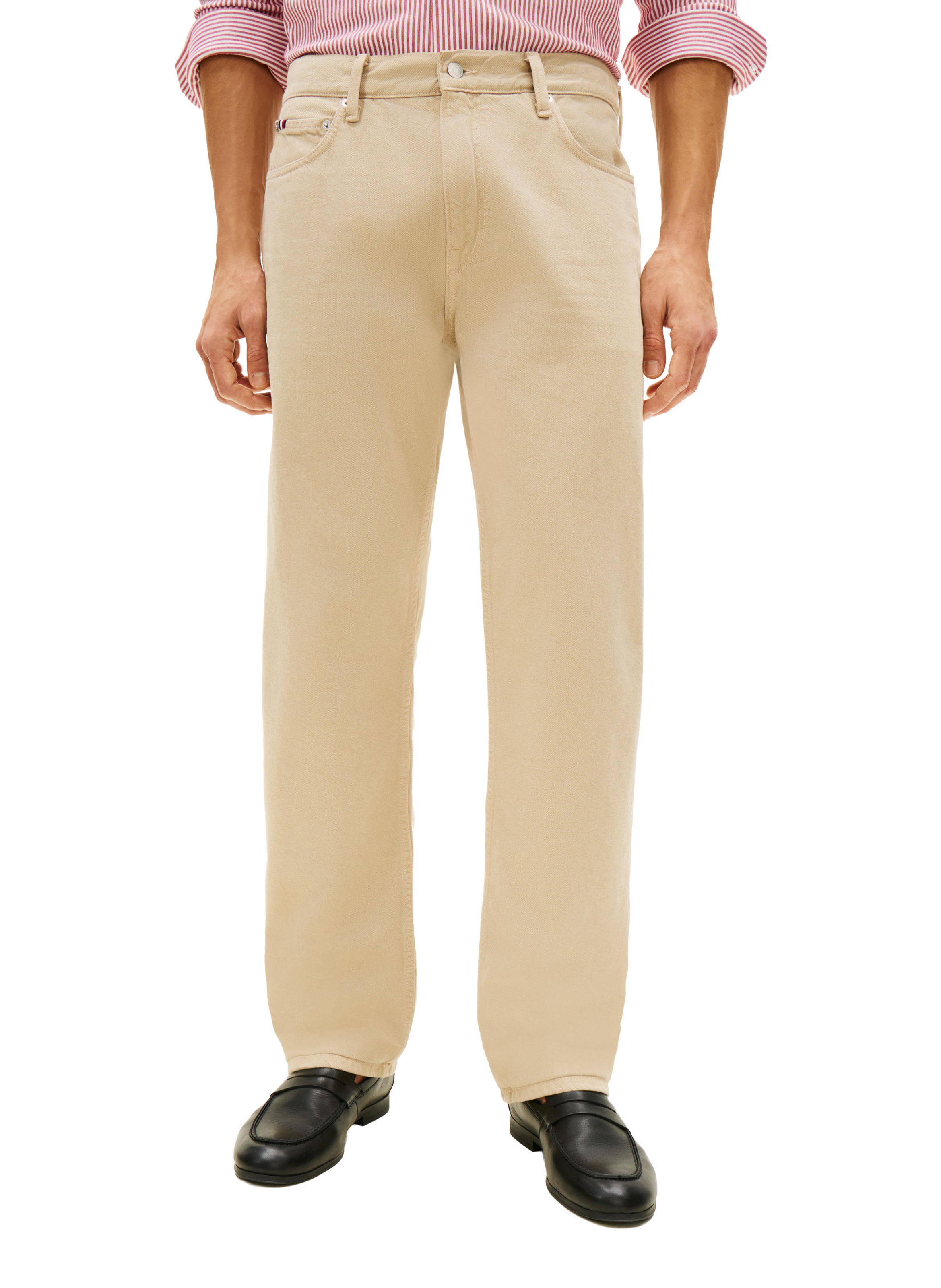 Pantalon droit en coton TOMMY HILFIGER Beige