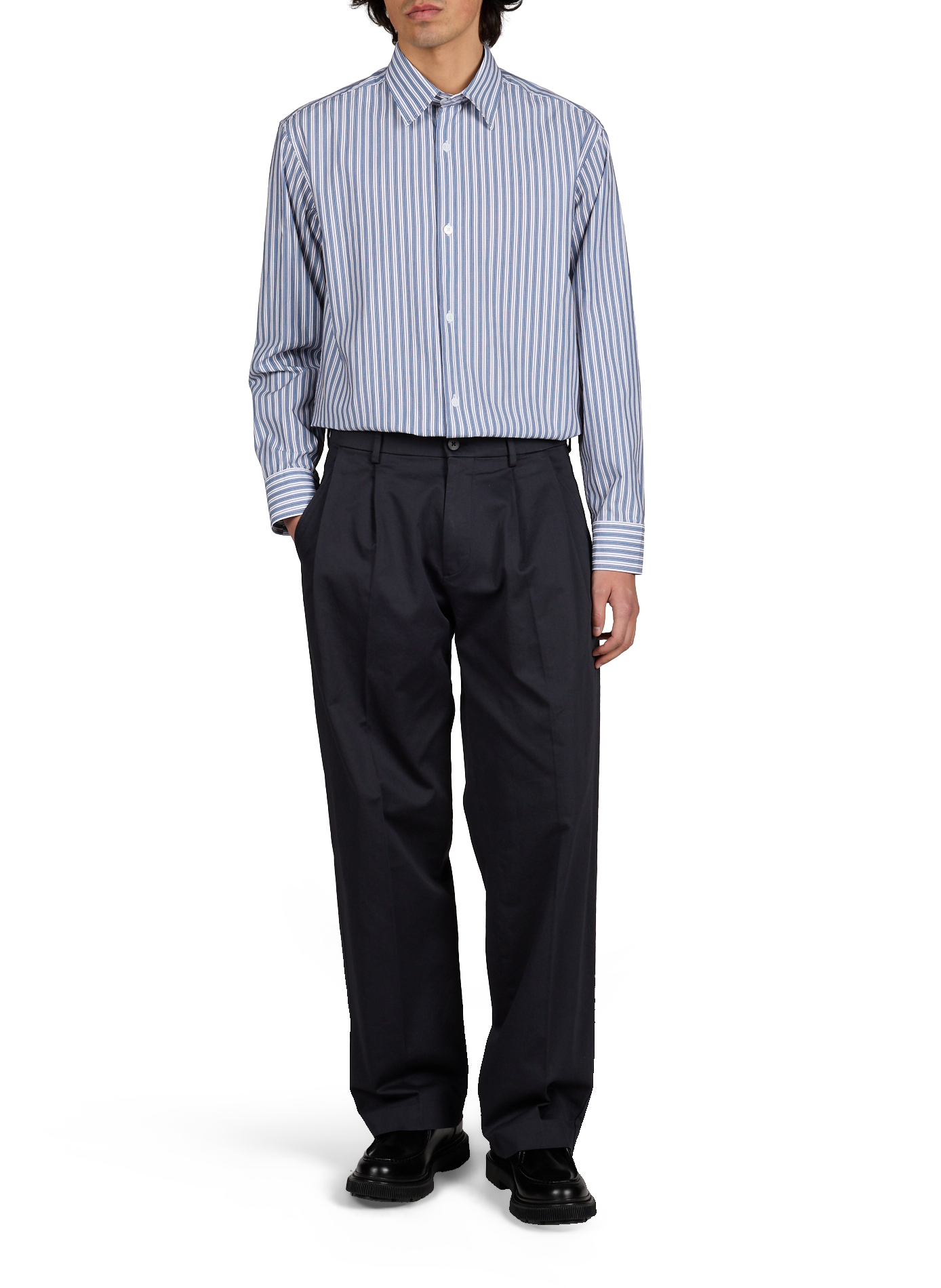 Striped cotton shirt NN.07 Blue