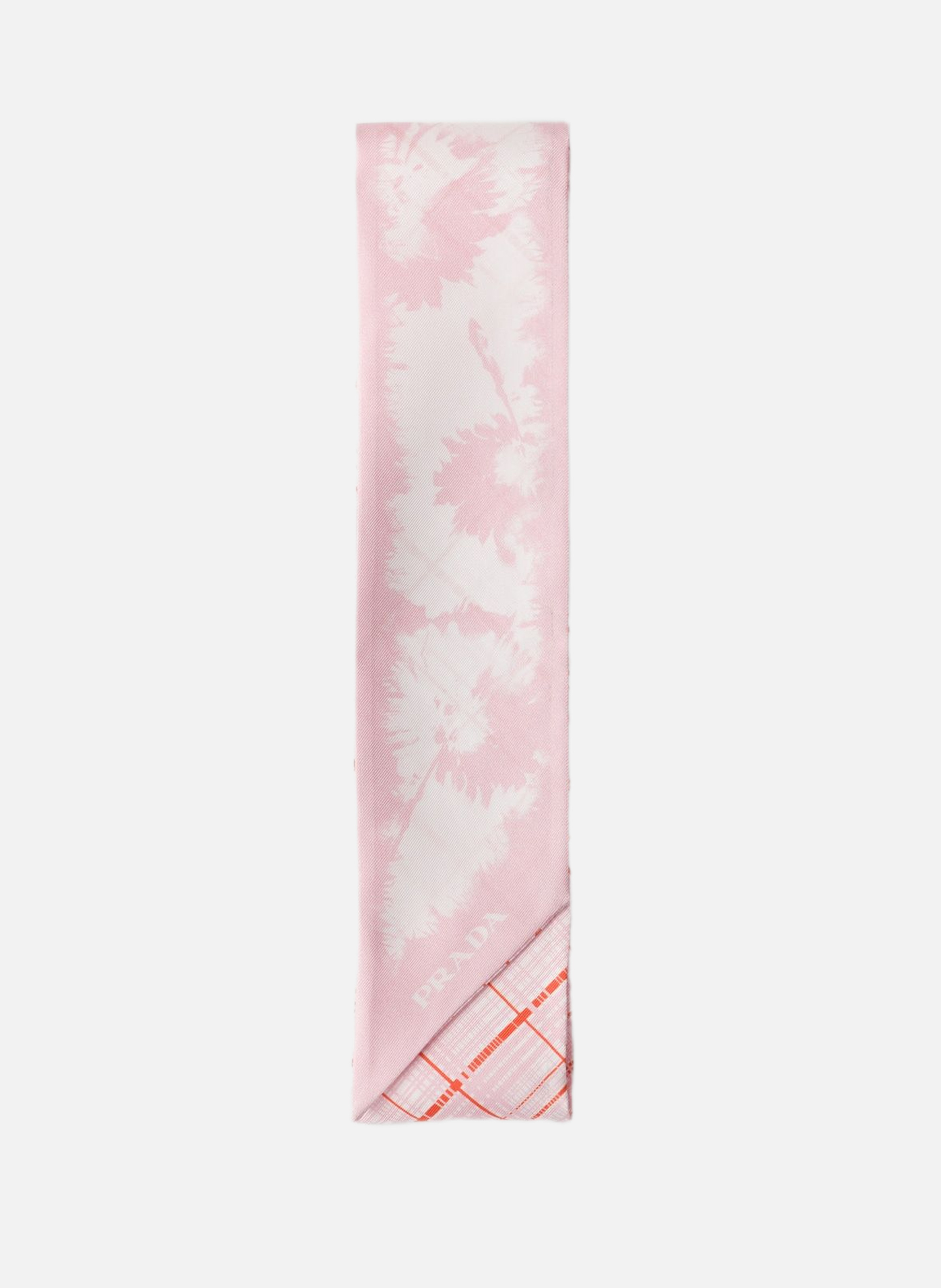 Foulard fin en sergé de soie imprimé PRADA Rose