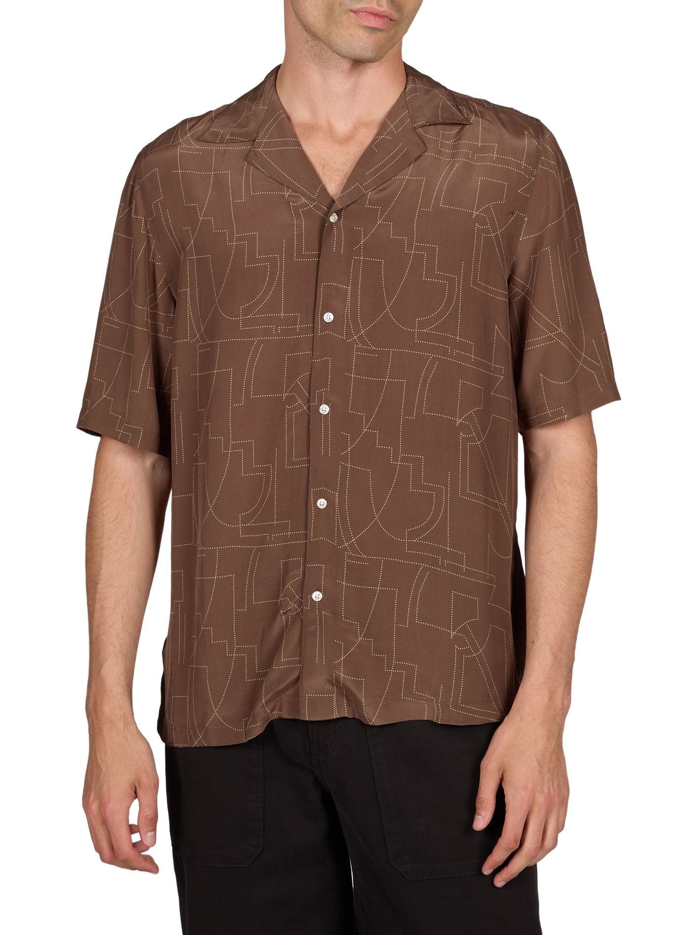 Overhemd met korte mouwen en patronen OFFICINE GENERALE Bruin