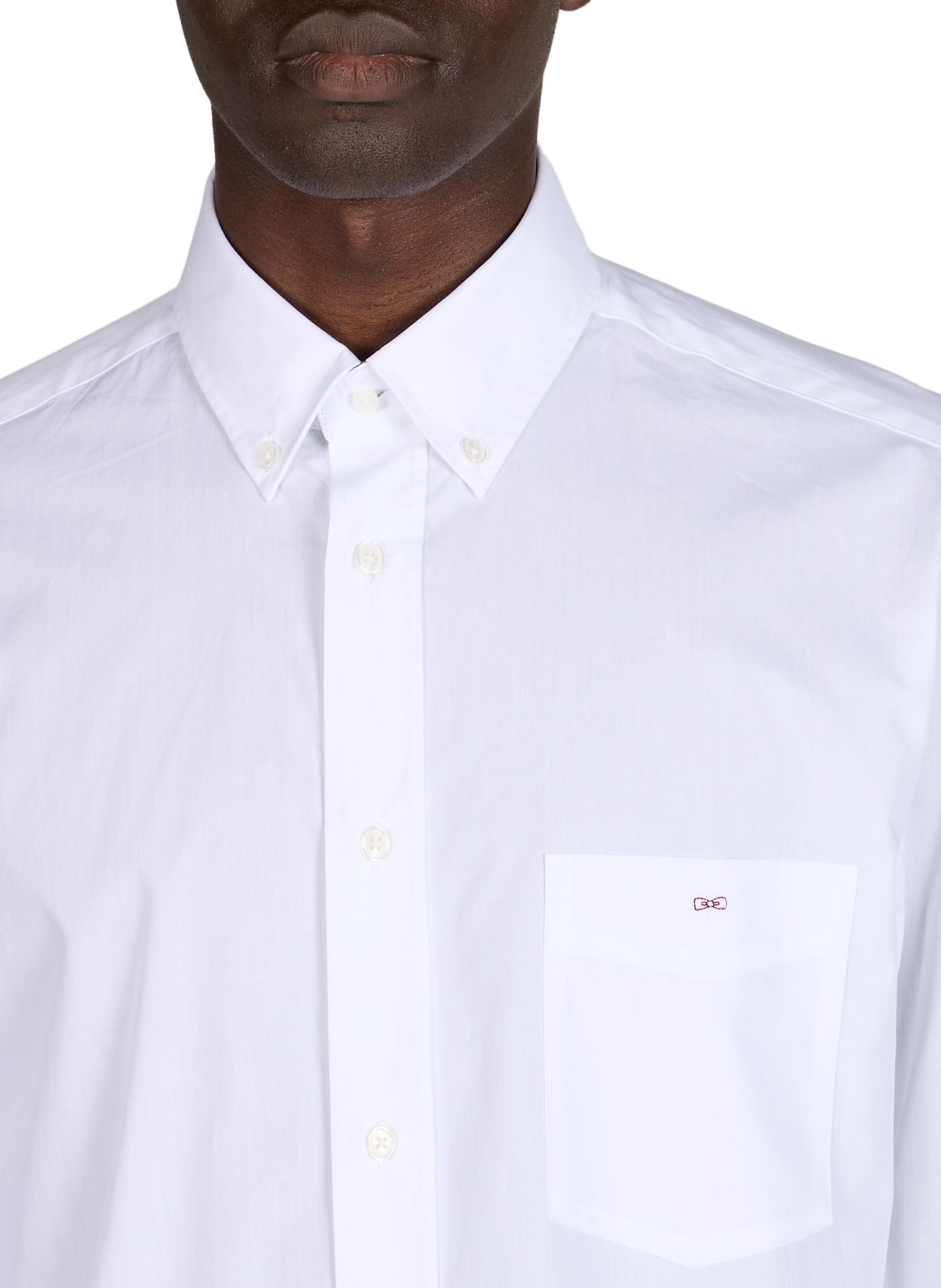 Chemise col américain à manches longues en coton EDEN PARK Blanc