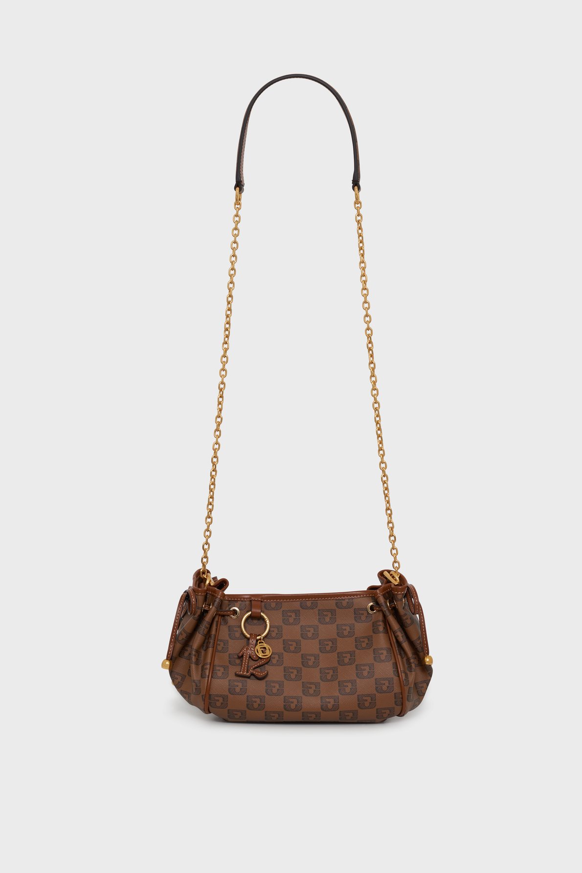Sac en toile enduite monogrammée et cuir - le mini 24 GERARD DAREL Marron