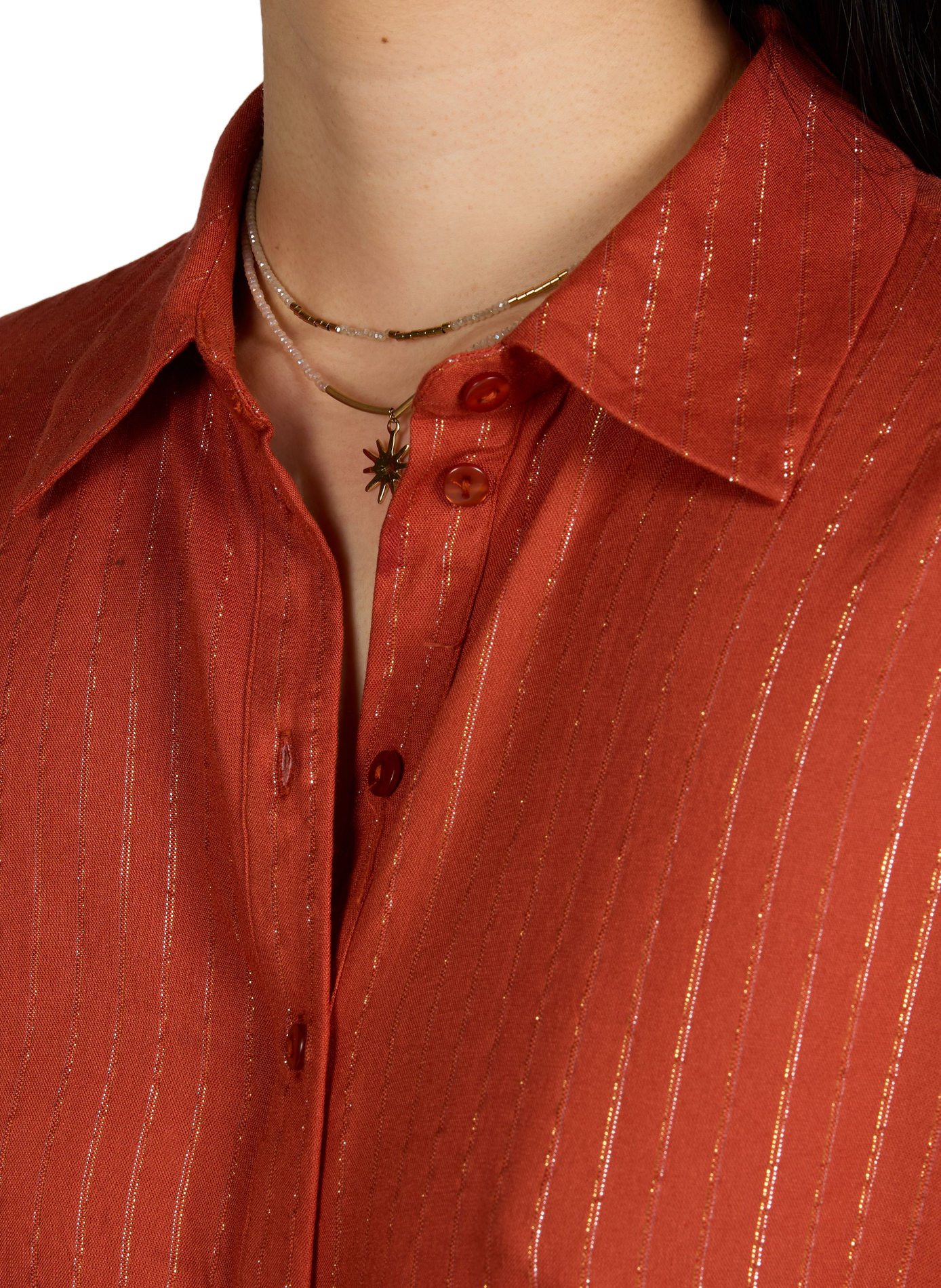 Buttoned striped dress VILA Red