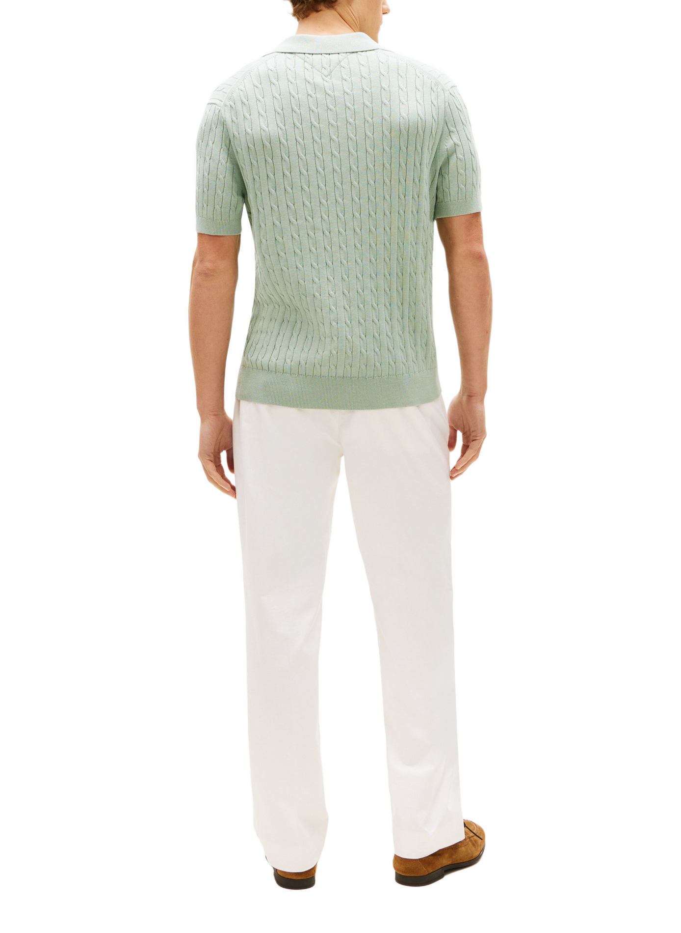 Short-sleeved twisted knit cotton polo TOMMY HILFIGER Green