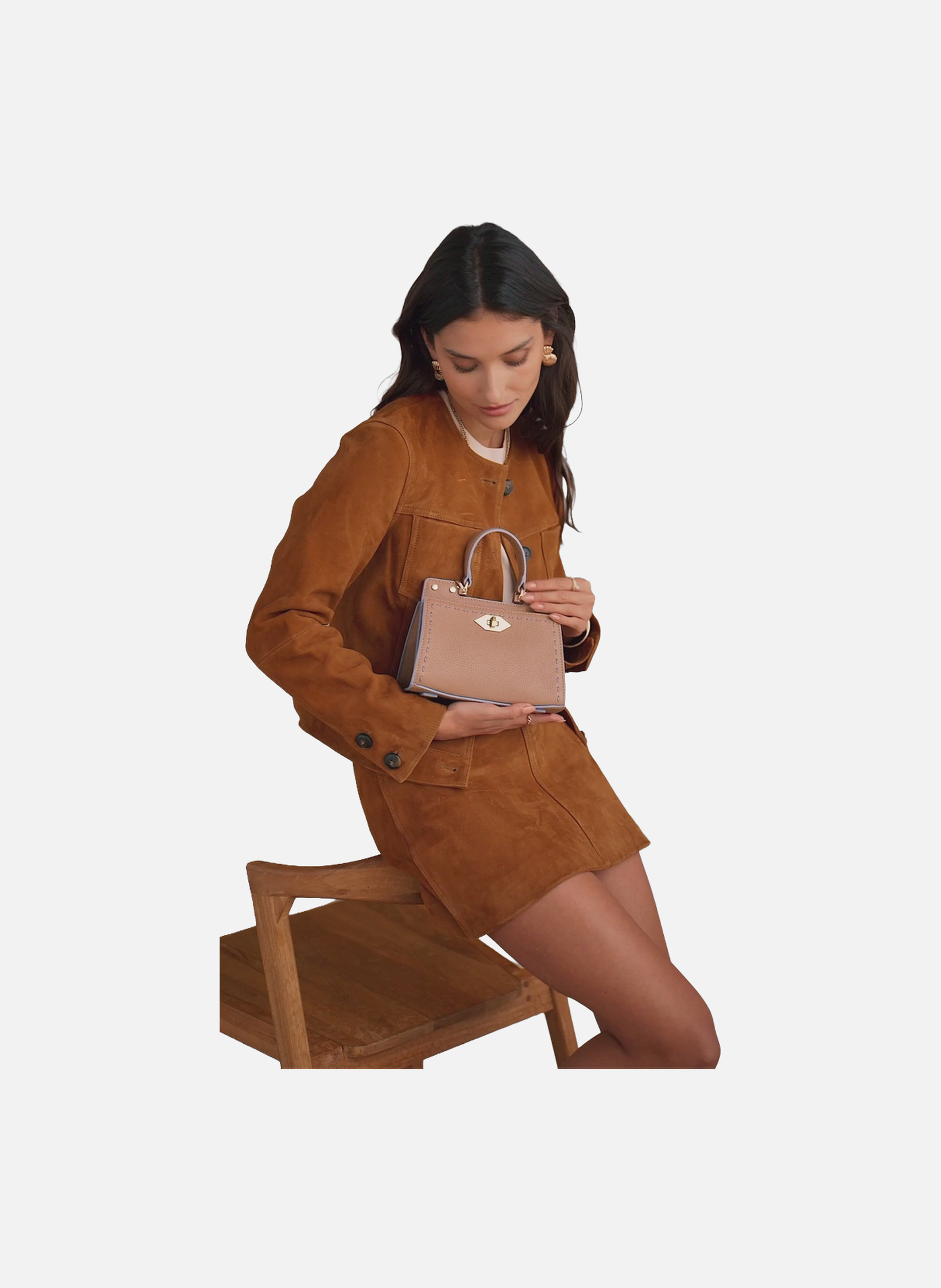 Trianon | sac à main micro en cuir de vachette POURCHET Kaki