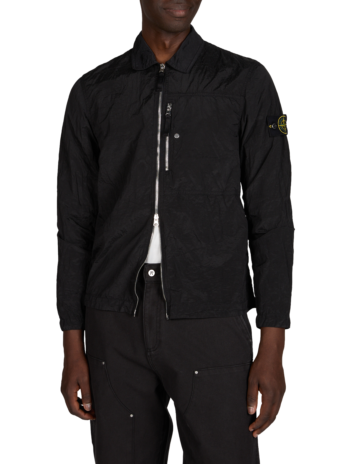 Surchemise droite zippée en tissu technique STONE ISLAND Noir