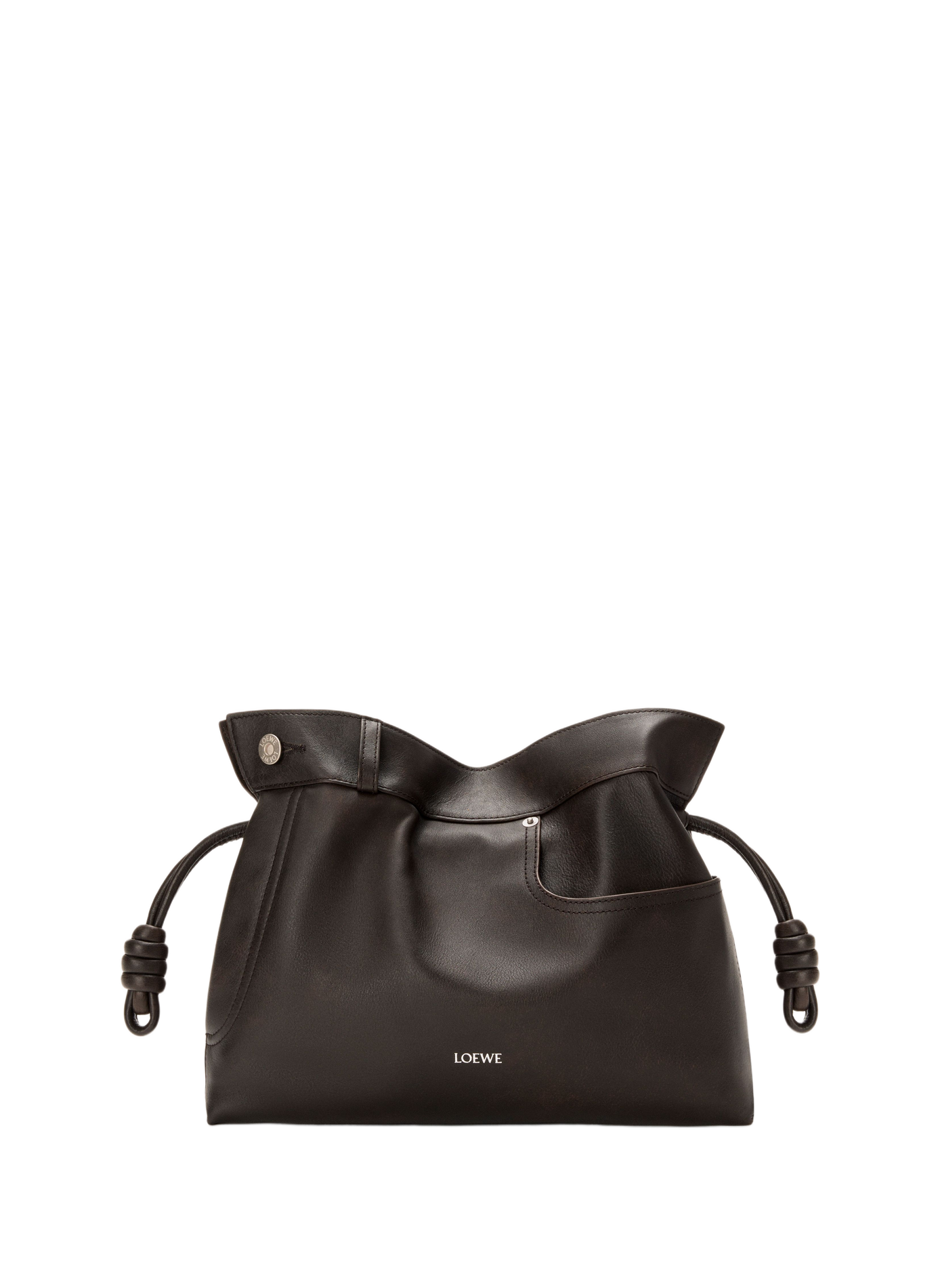 Flamenco medium Panta calf leather clutch in shiny calf leather LOEWE Brown