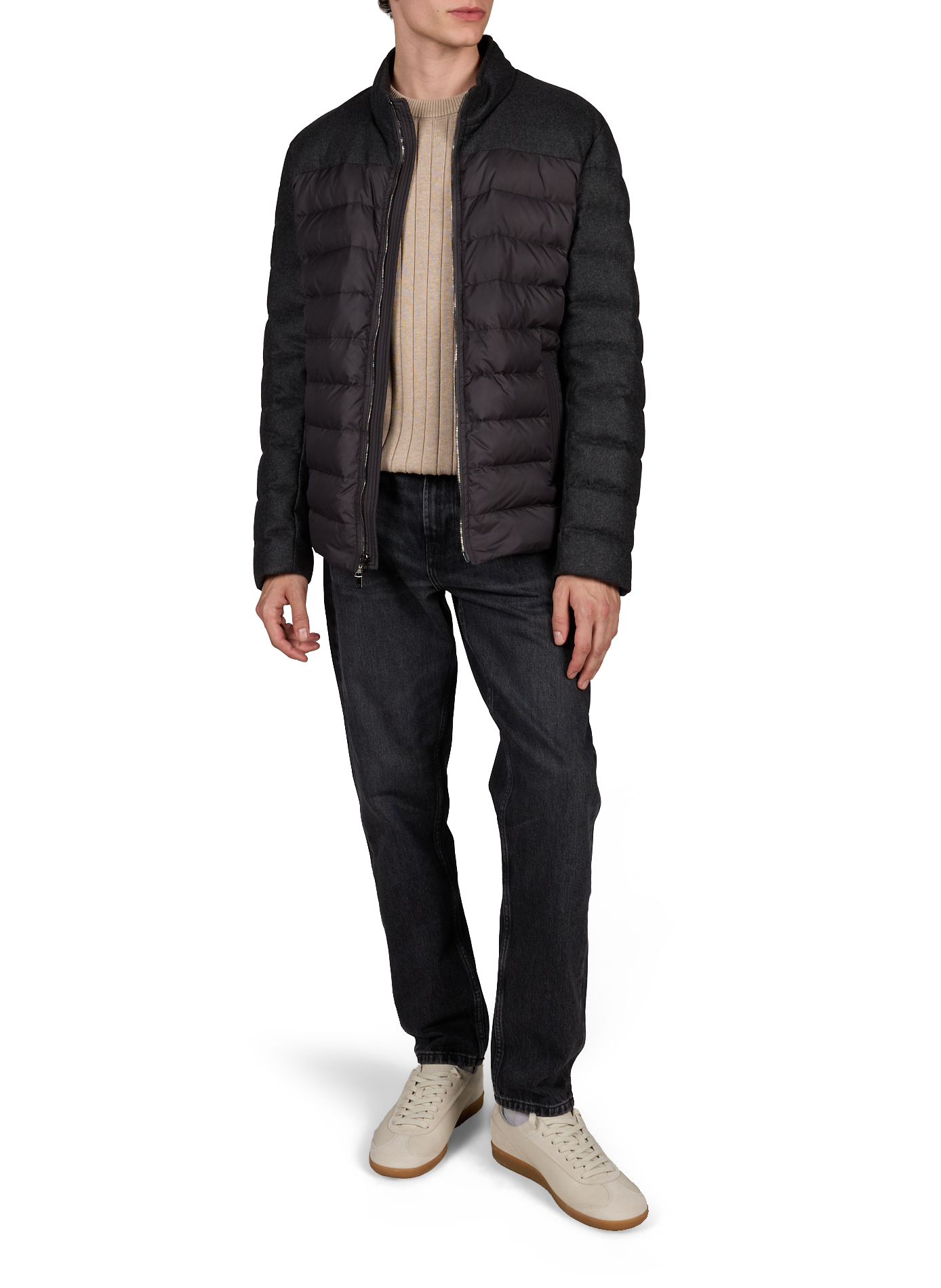 Blouson zippé col montant NORWEGIAN WOOL Gris