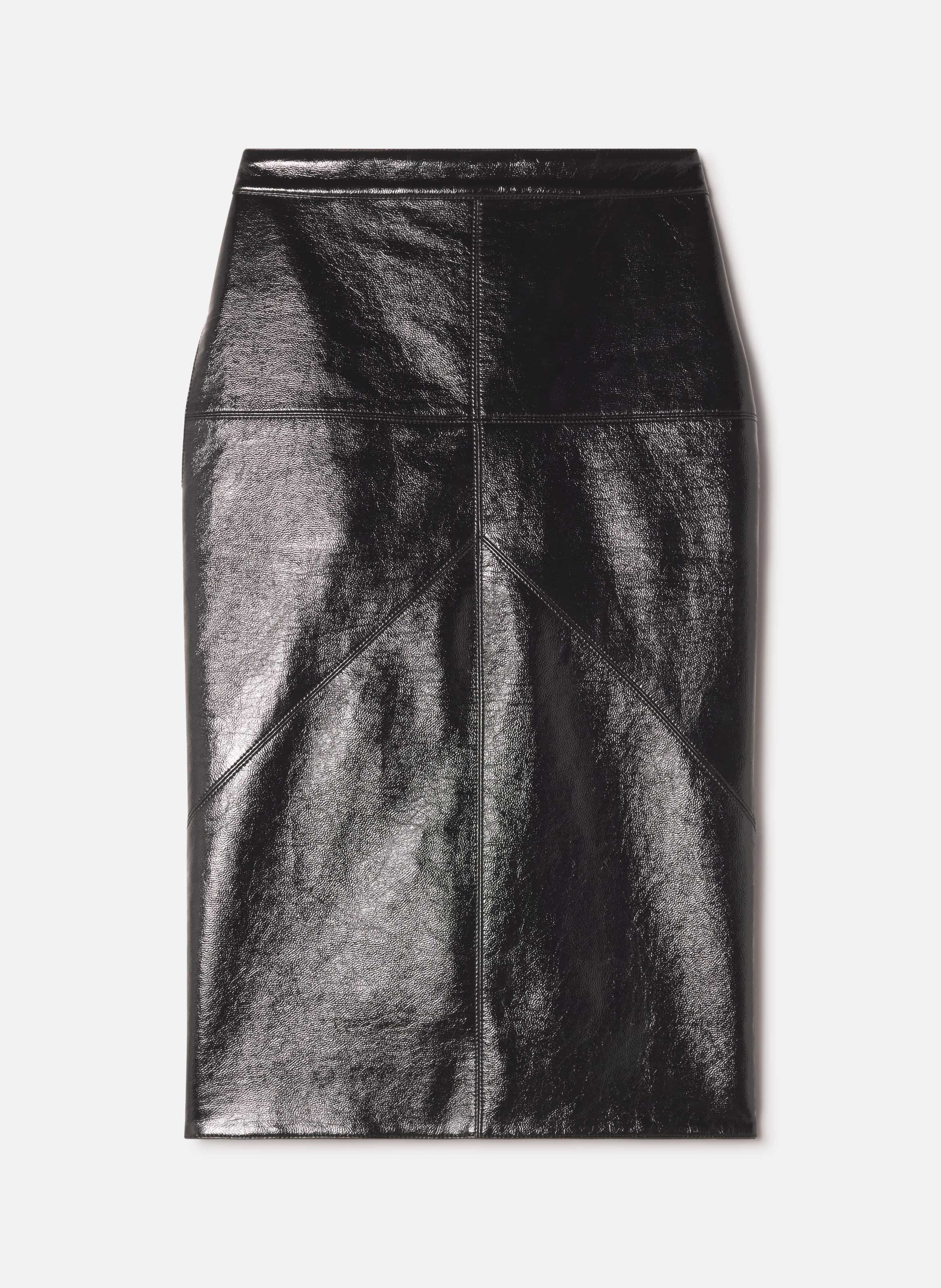 Jupe droite à découpes en vinyle LANVIN Noir