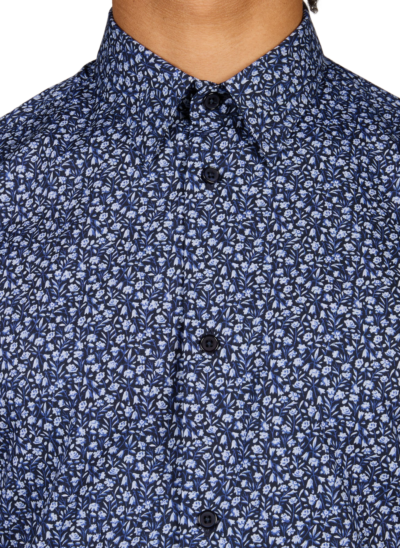 Slim-fit cotton shirt AU PRINTEMPS PARIS Blue