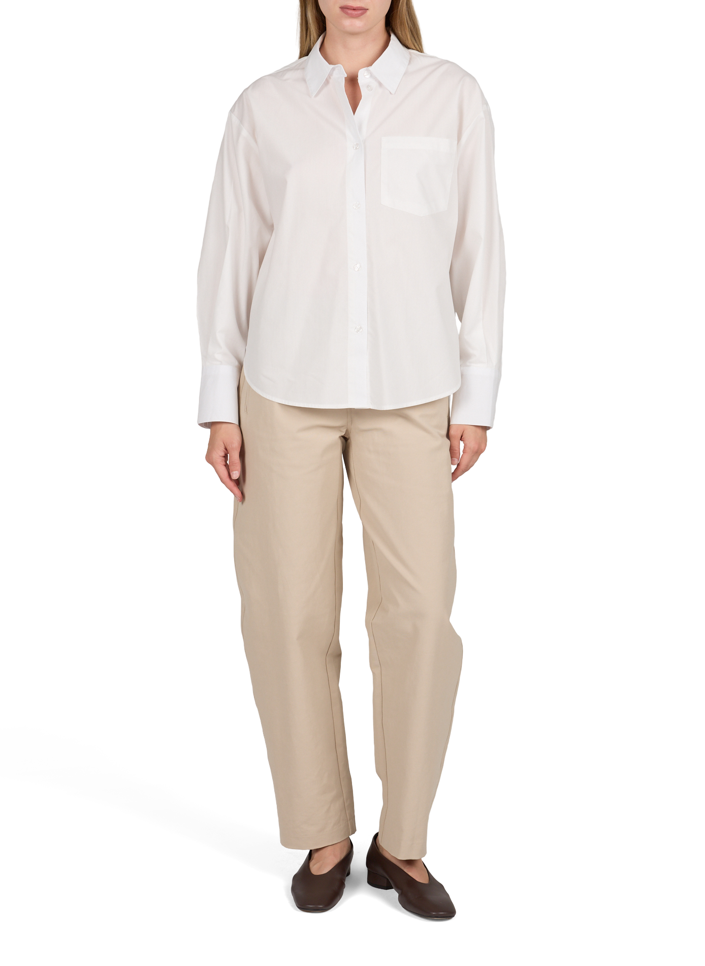 Striped long-sleeve shirt in blended cotton OBJECT White