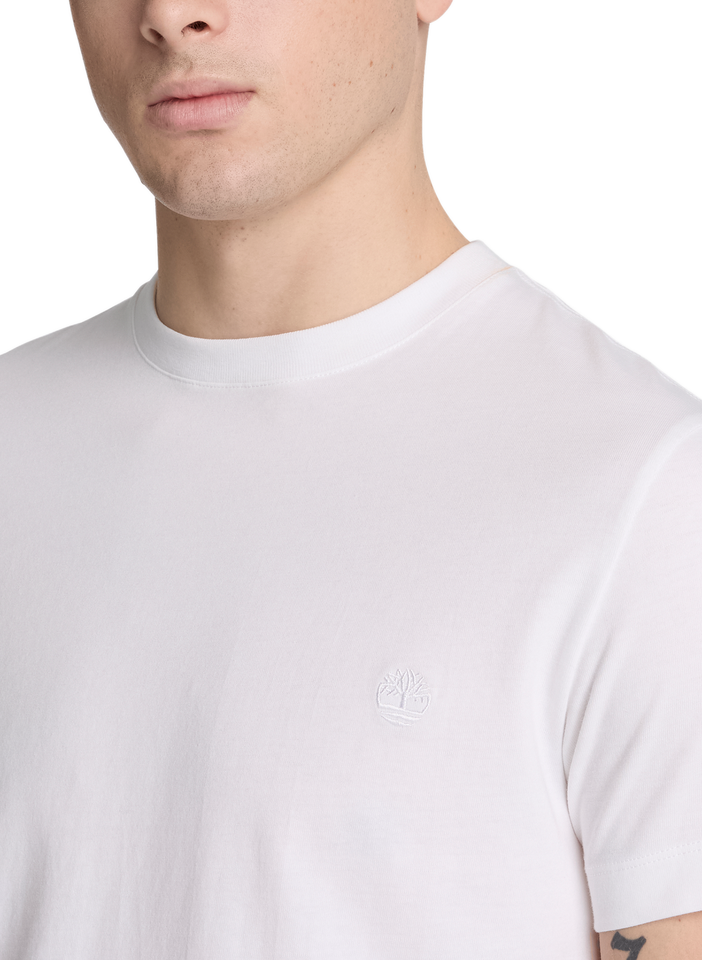 Gerader T-Shirt mit gesticktem Logo aus Baumwolle TIMBERLAND Weiss