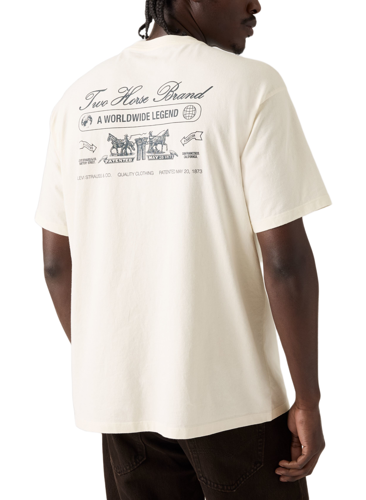 Straight fit round neck printed cotton T-shirt LEVI'S Beige