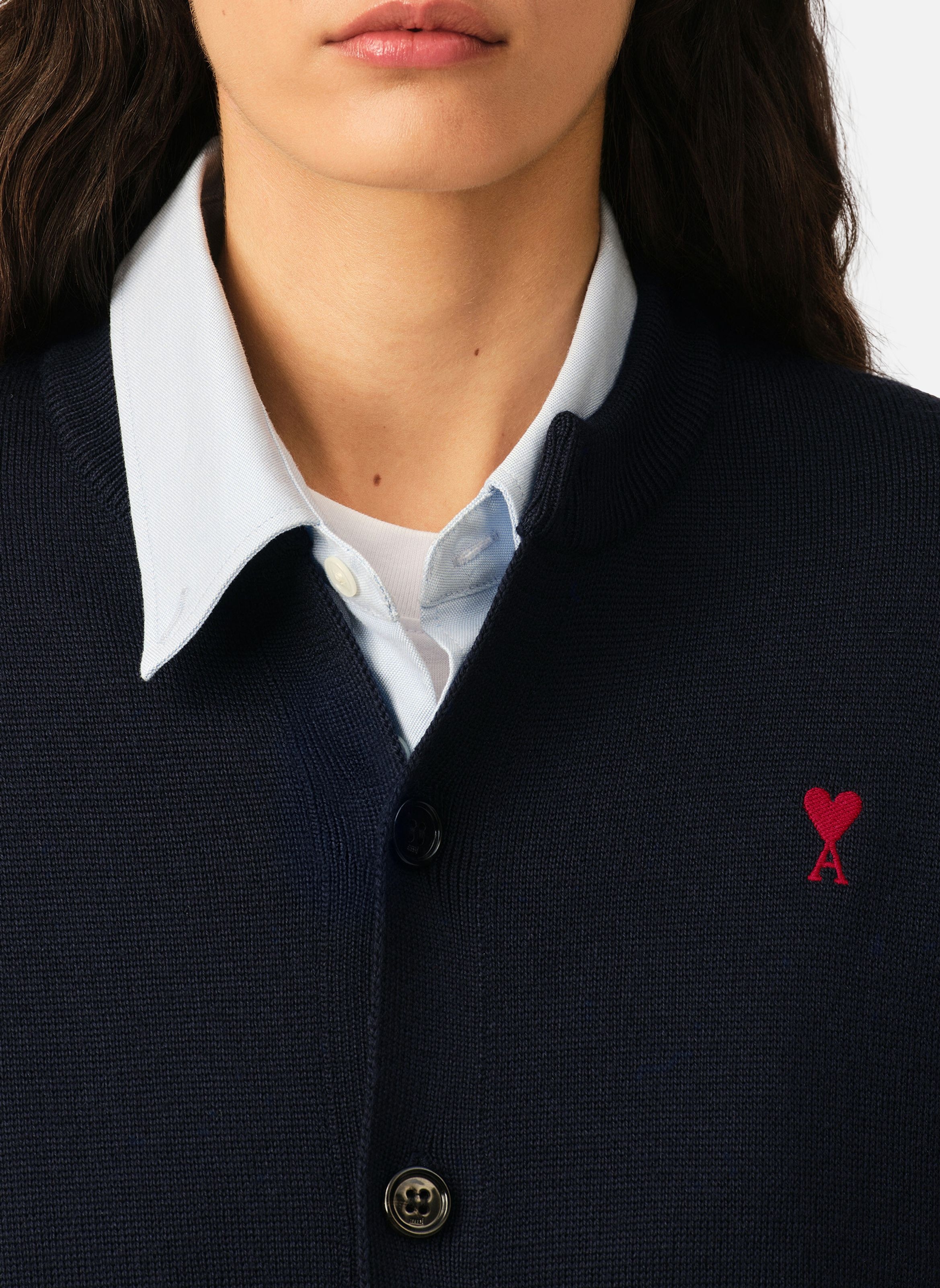 Cardigan col rond en laine ami de coeur AMI PARIS Bleu