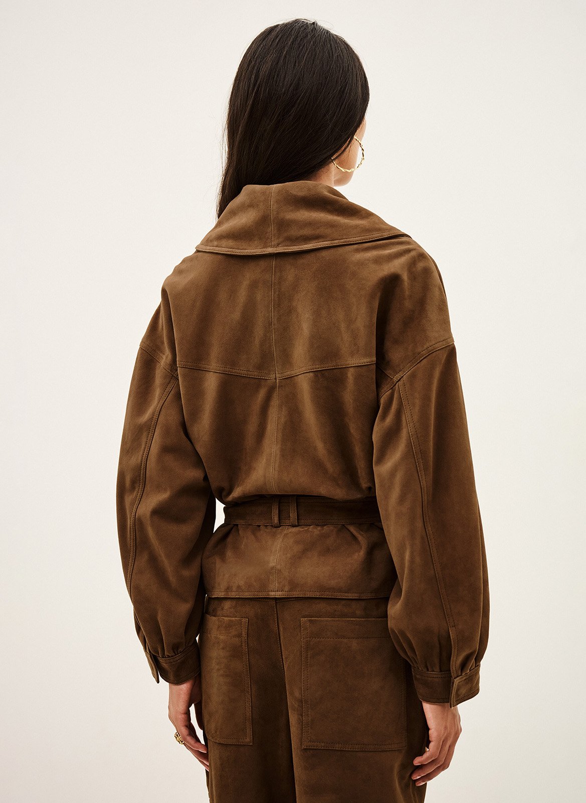 Veste ceinturée en cuir manon BA&SH Marron