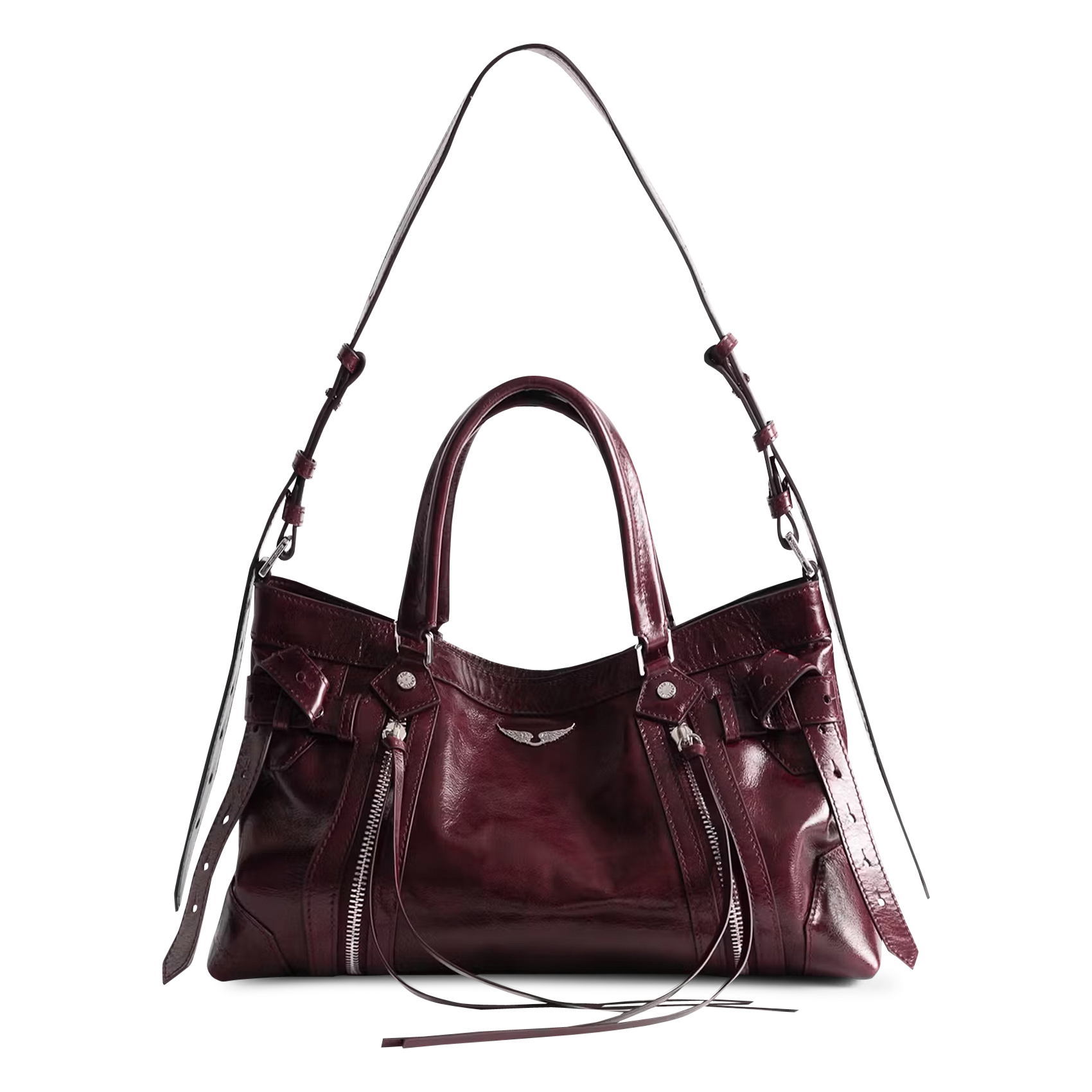 Sac bandoulière en cuir keyring ZADIG&VOLTAIRE Violet