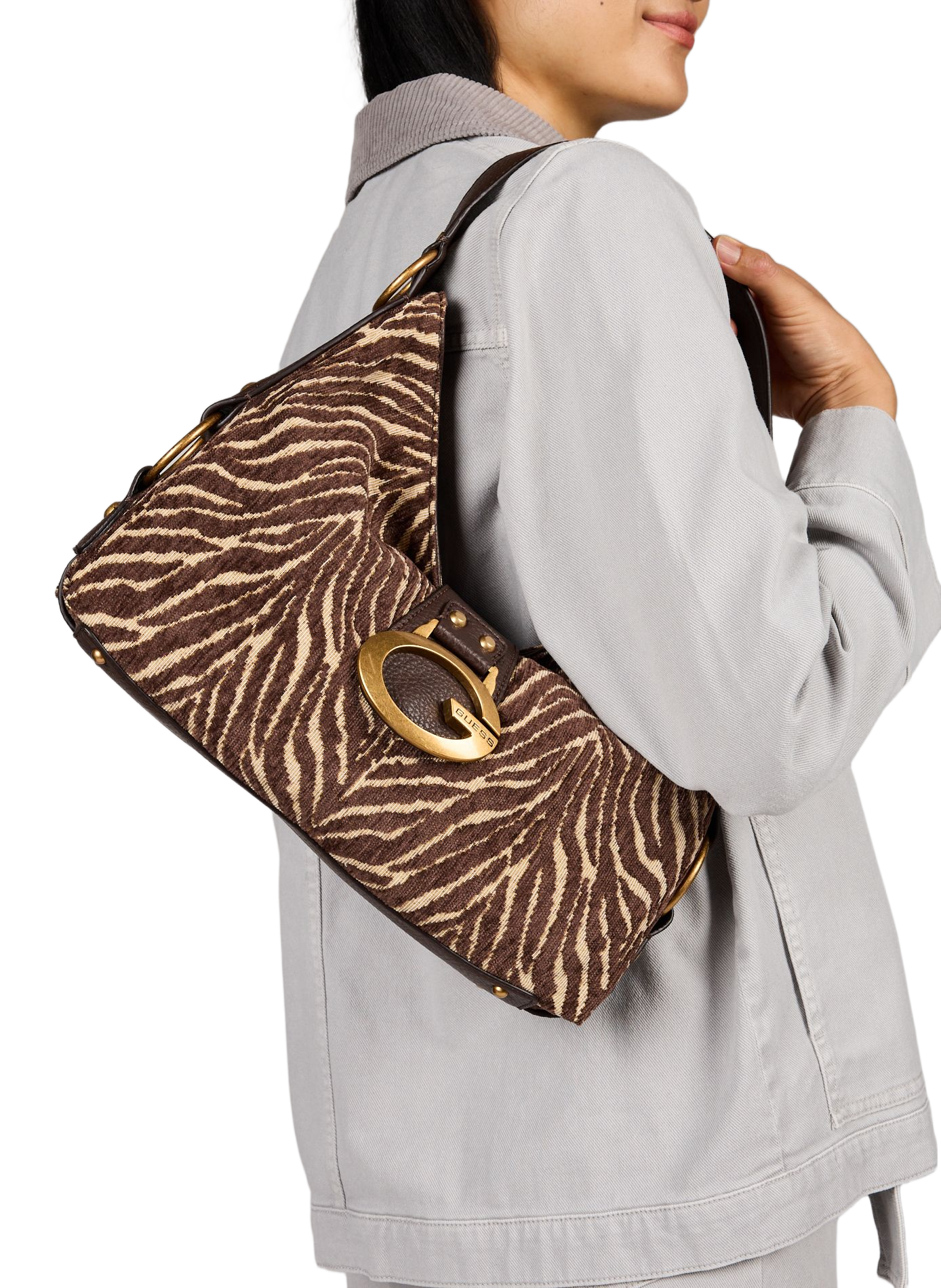 Tasche im Baguette-Stil mit Muster GUESS Braun