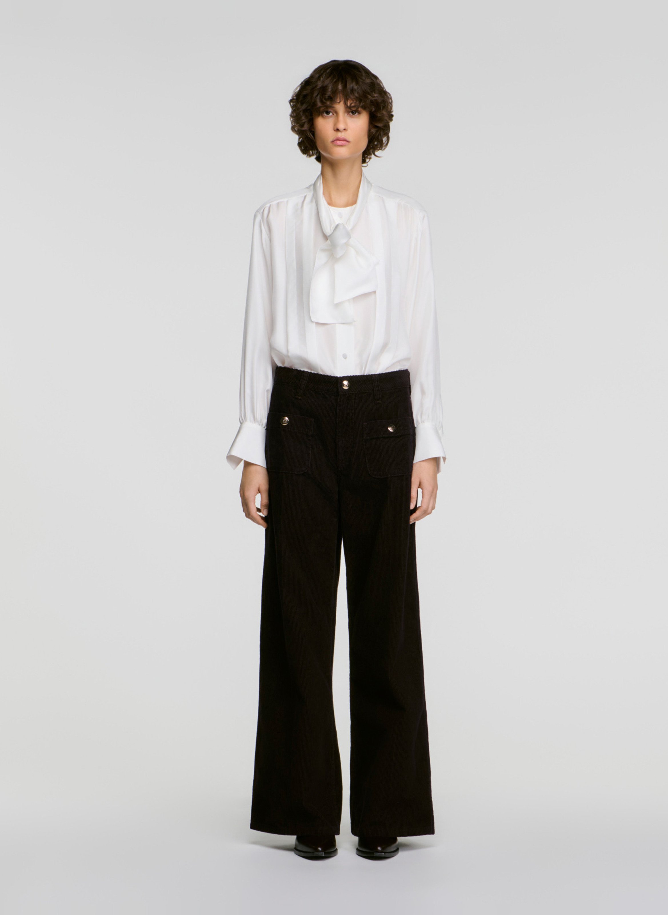 Pantalon large taille haute uni SANDRO Rouge