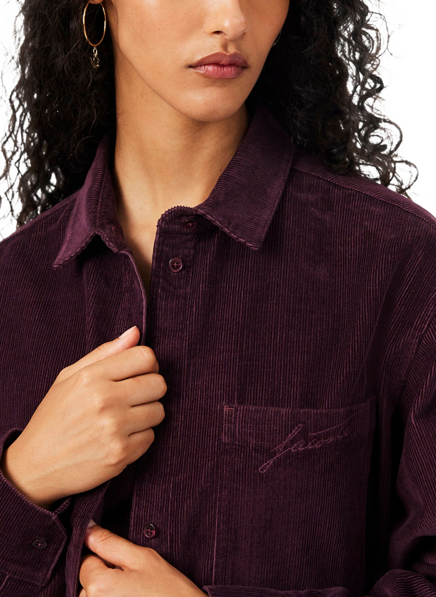 Oversized cotton shirt with patterns LACOSTE Purple
