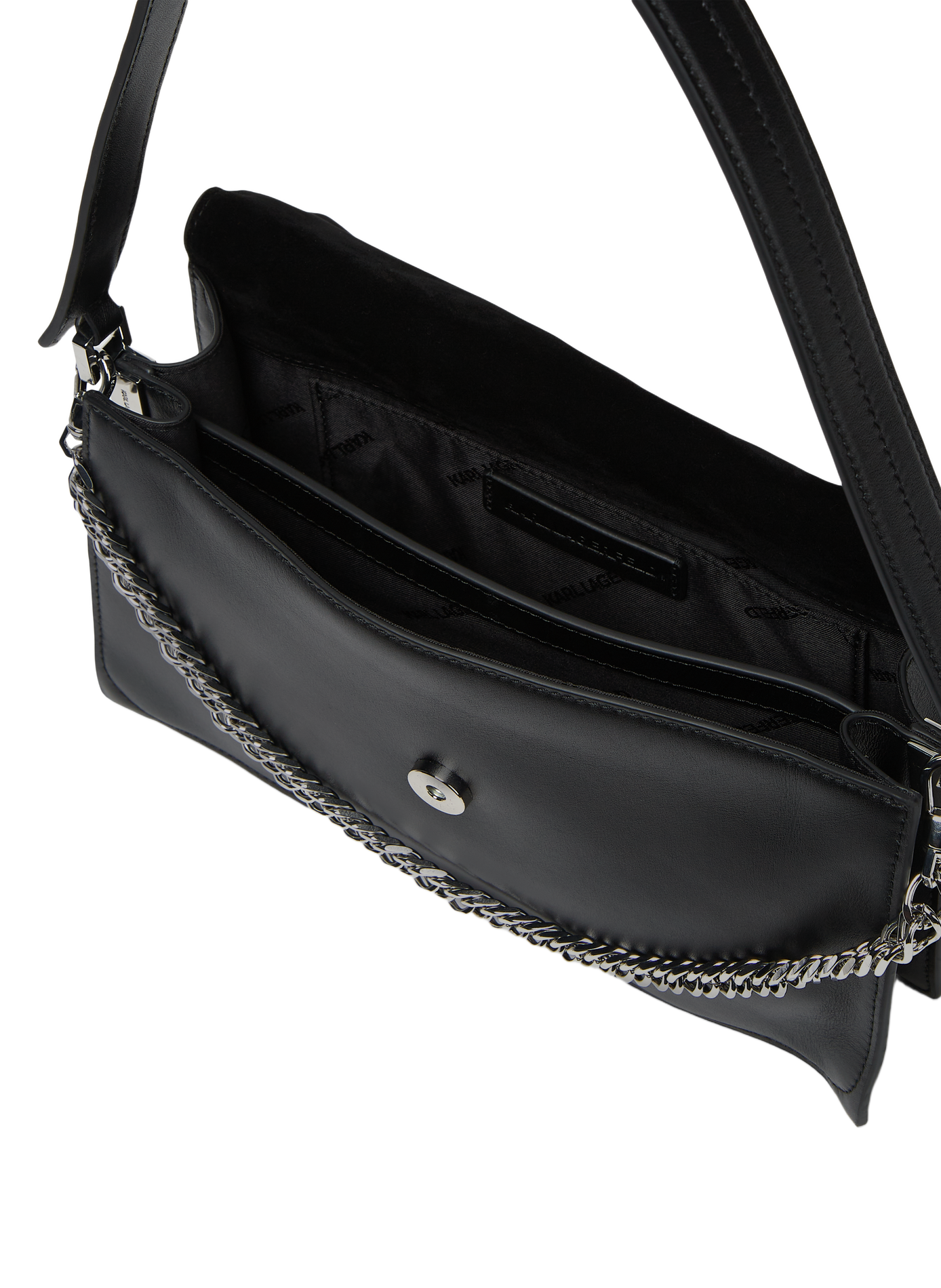 K/Signature leather shoulder bag KARL LAGERFELD Black