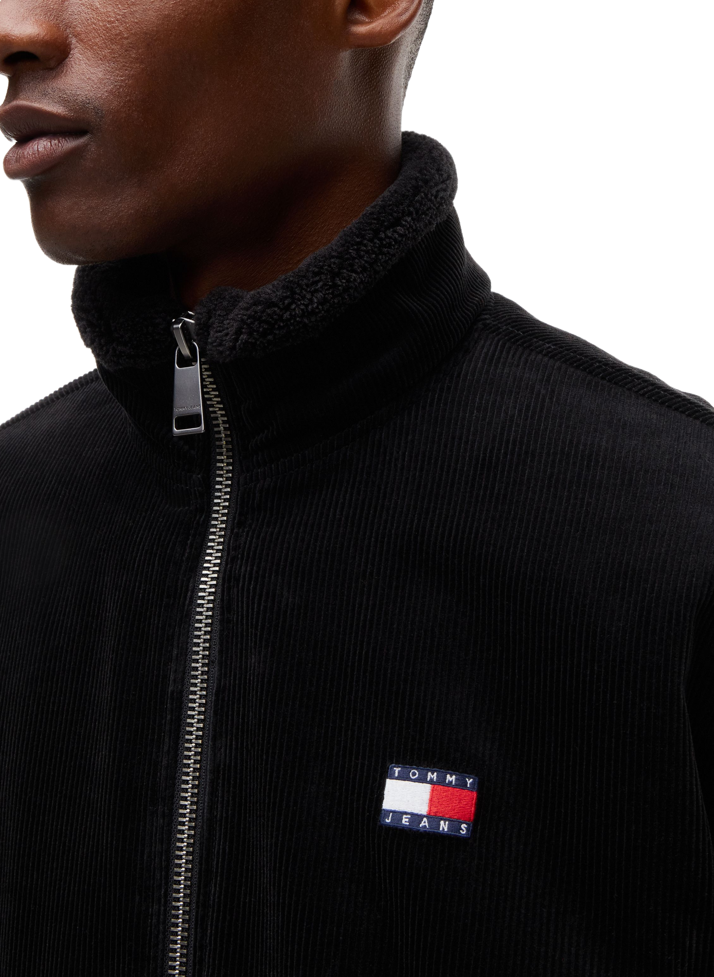 Blouson col montant zippé en velours côtelé TOMMY HILFIGER Noir