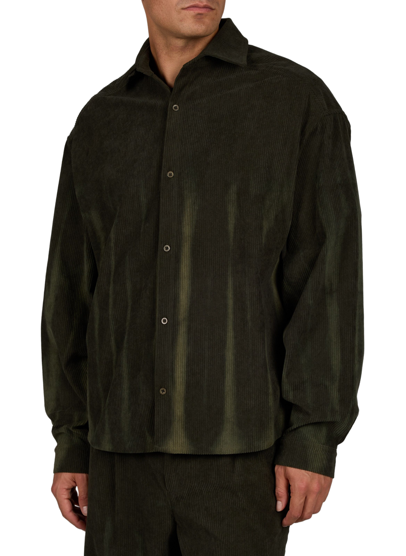Straight-cut corduroy overshirt PAS UNE MARQUE Green