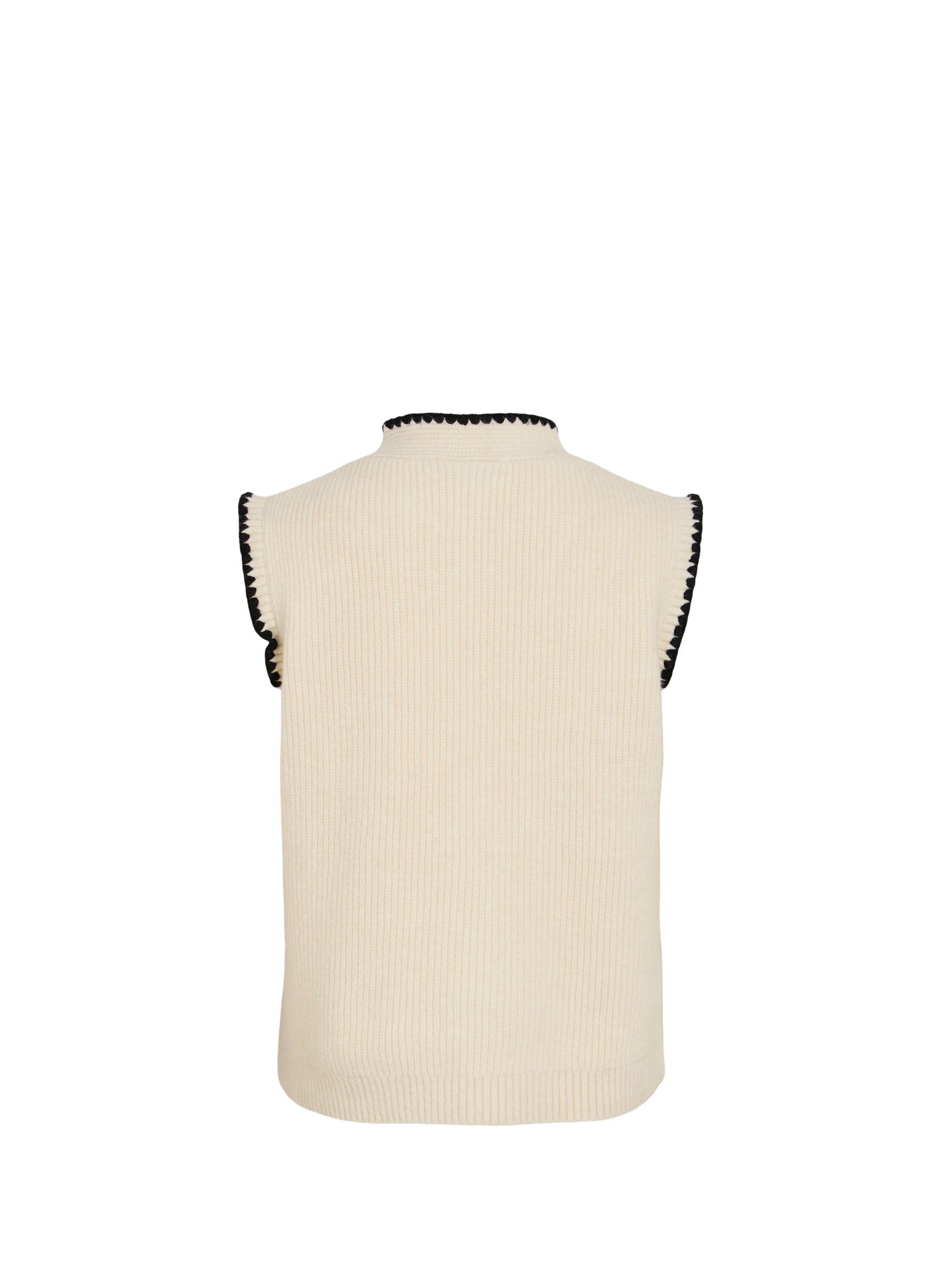 Straight sleeveless knitted cardigan VILA Beige