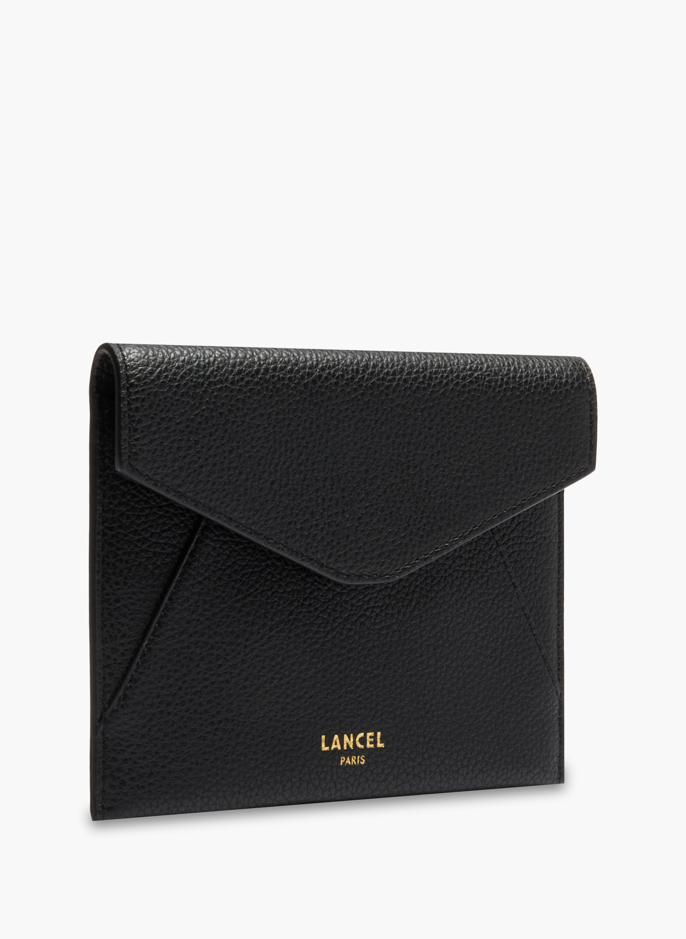 Enveloppe rabat m enveloppe de lancel en cuir LANCEL Noir