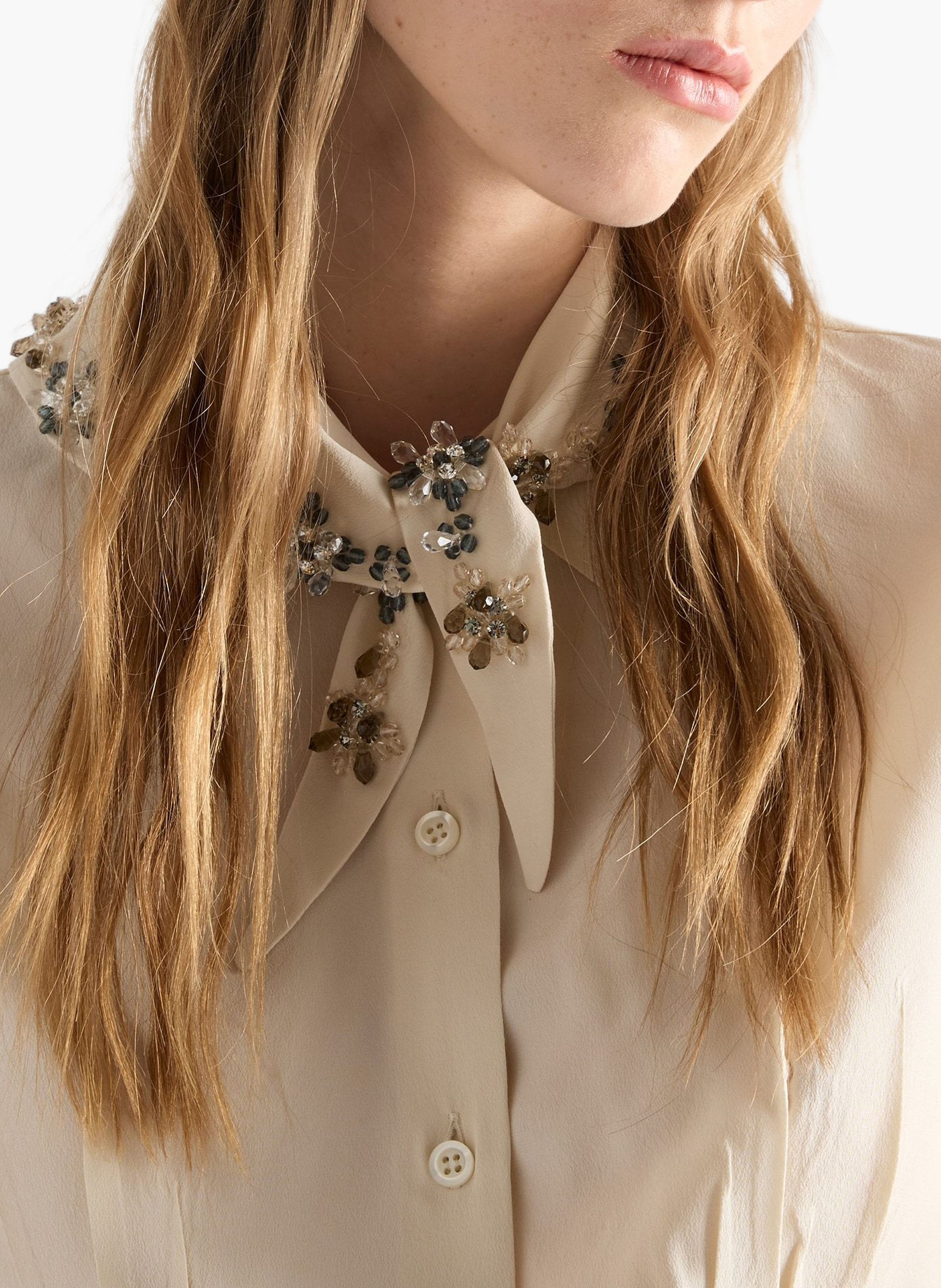 Chemise en crêpe marocain PRADA Beige