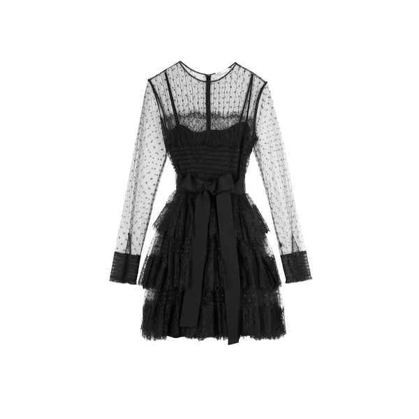 Robe volantée en tulle