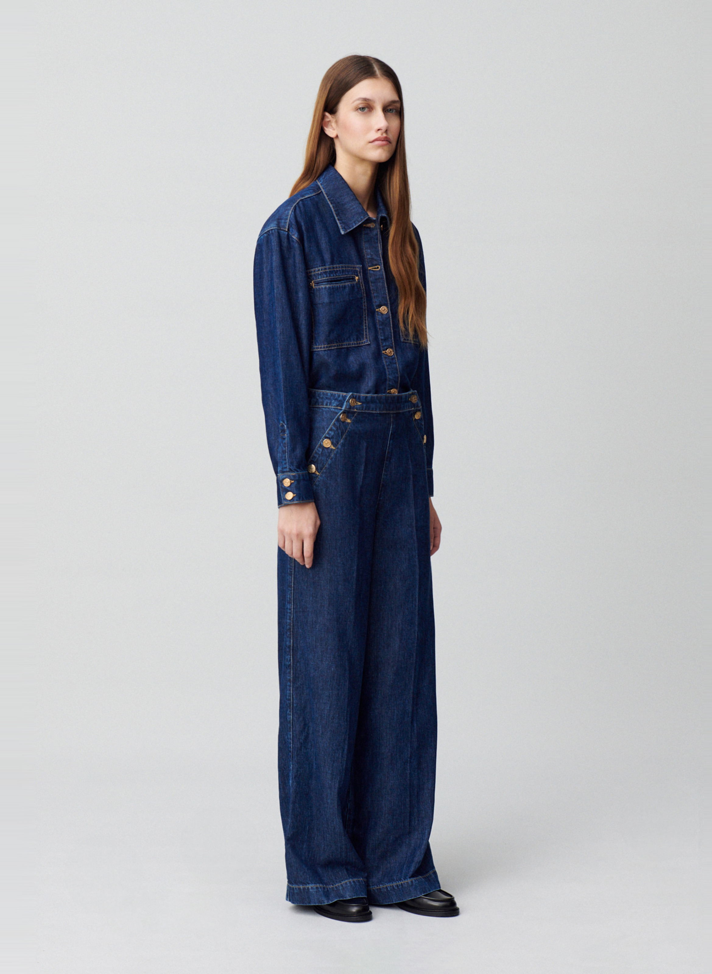 Chemise col classique en denim CLAUDIE PIERLOT Bleu